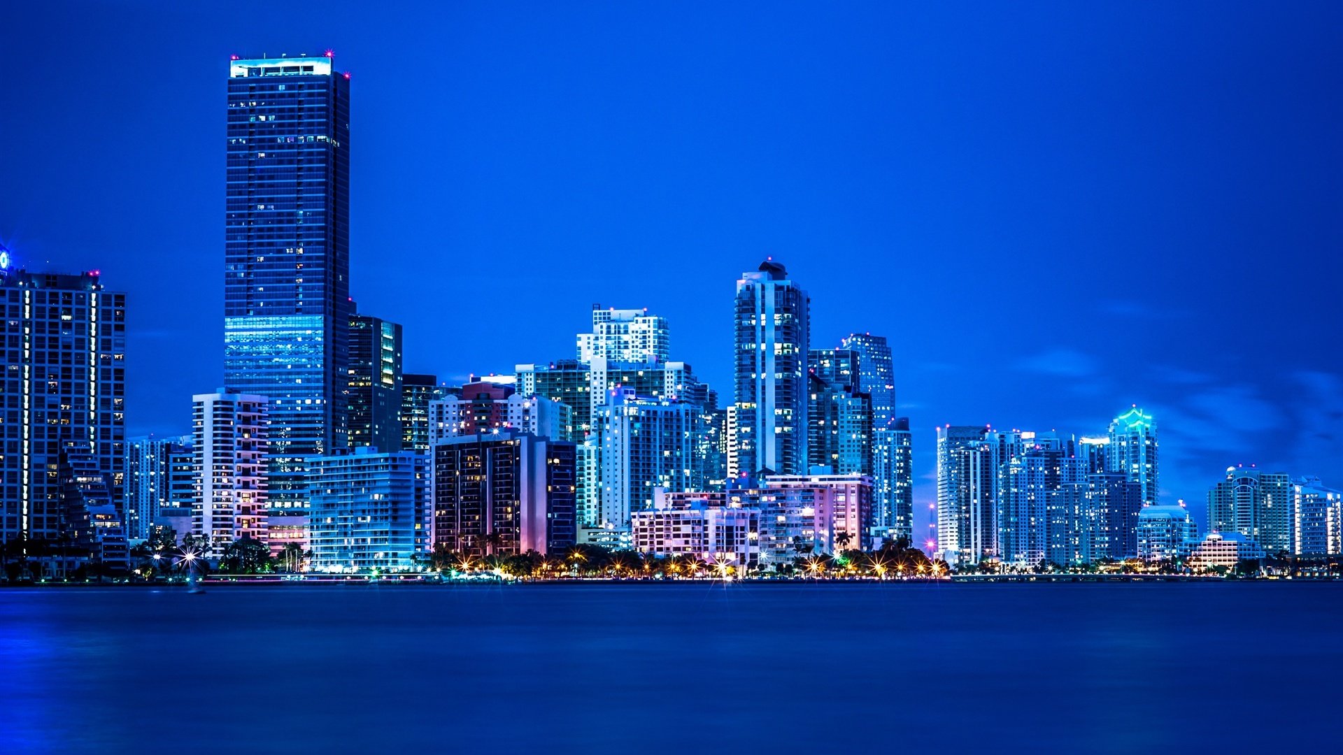风景,城市风景,佛罗里达州,夜色迷人,宽屏