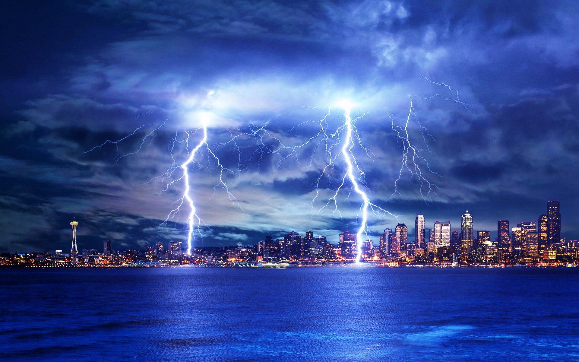 风景,闪电,夜景,都市