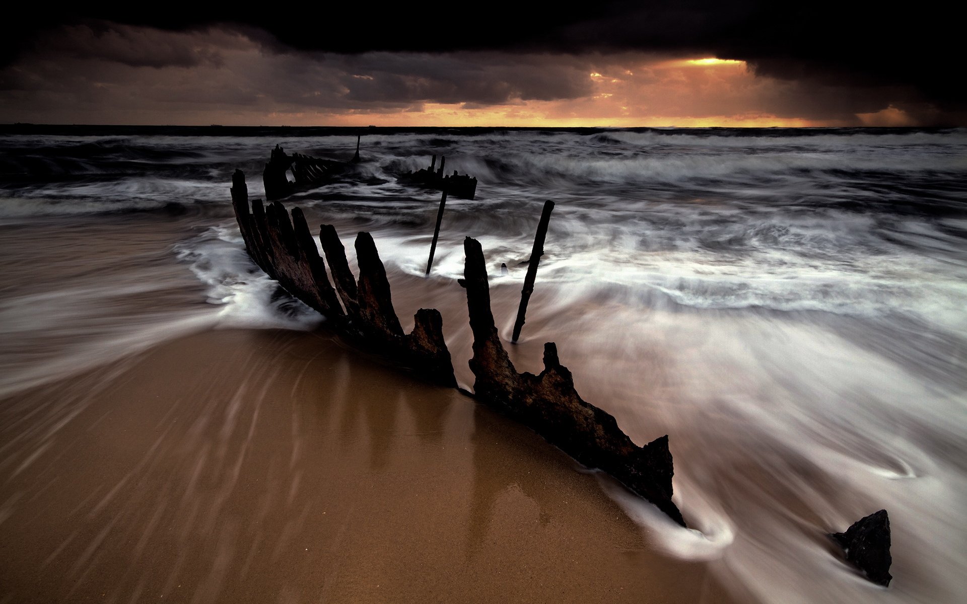 风景,海水,水浪,落日