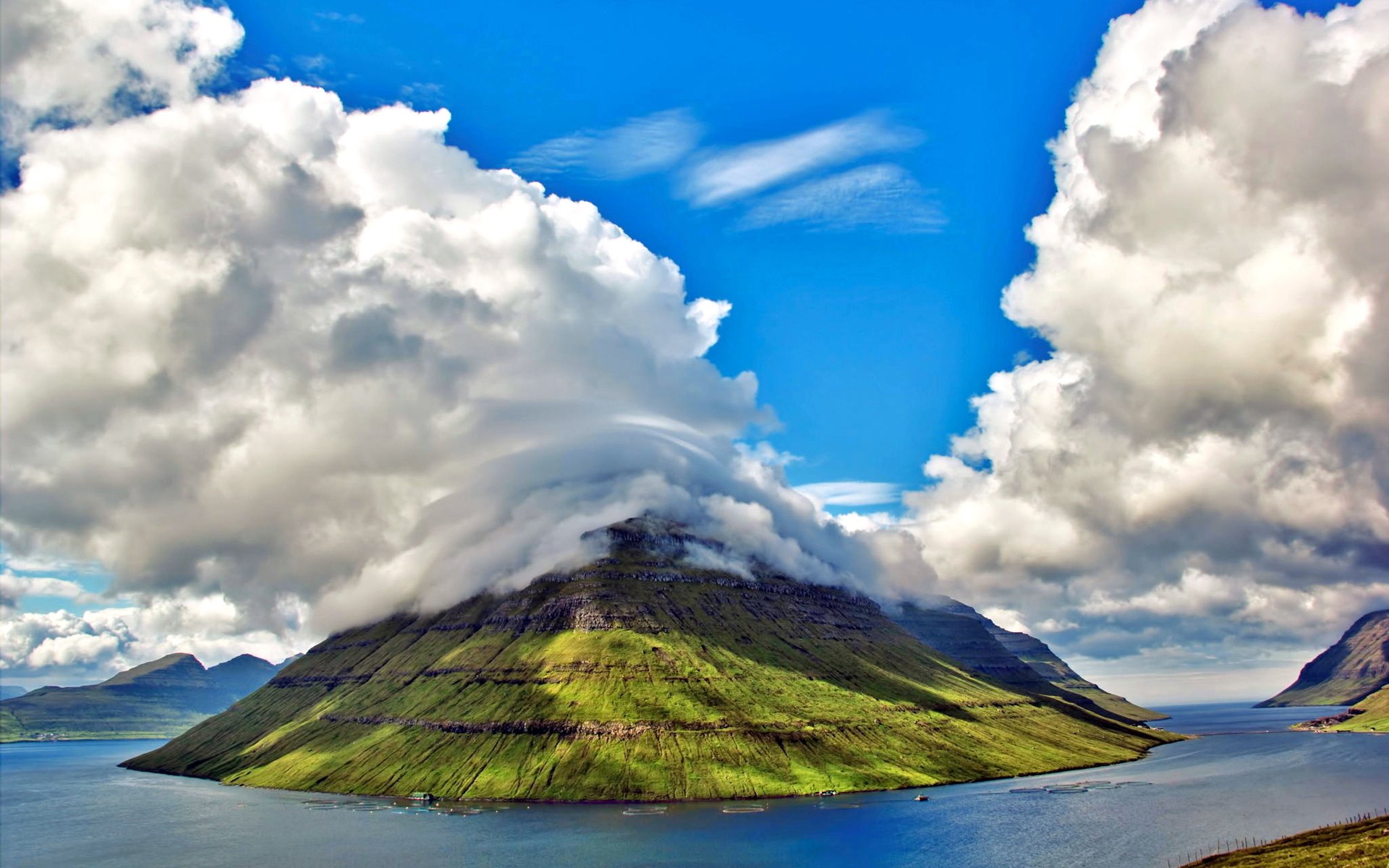风景,小岛,蓝天白云,美丽壮阔,宽屏