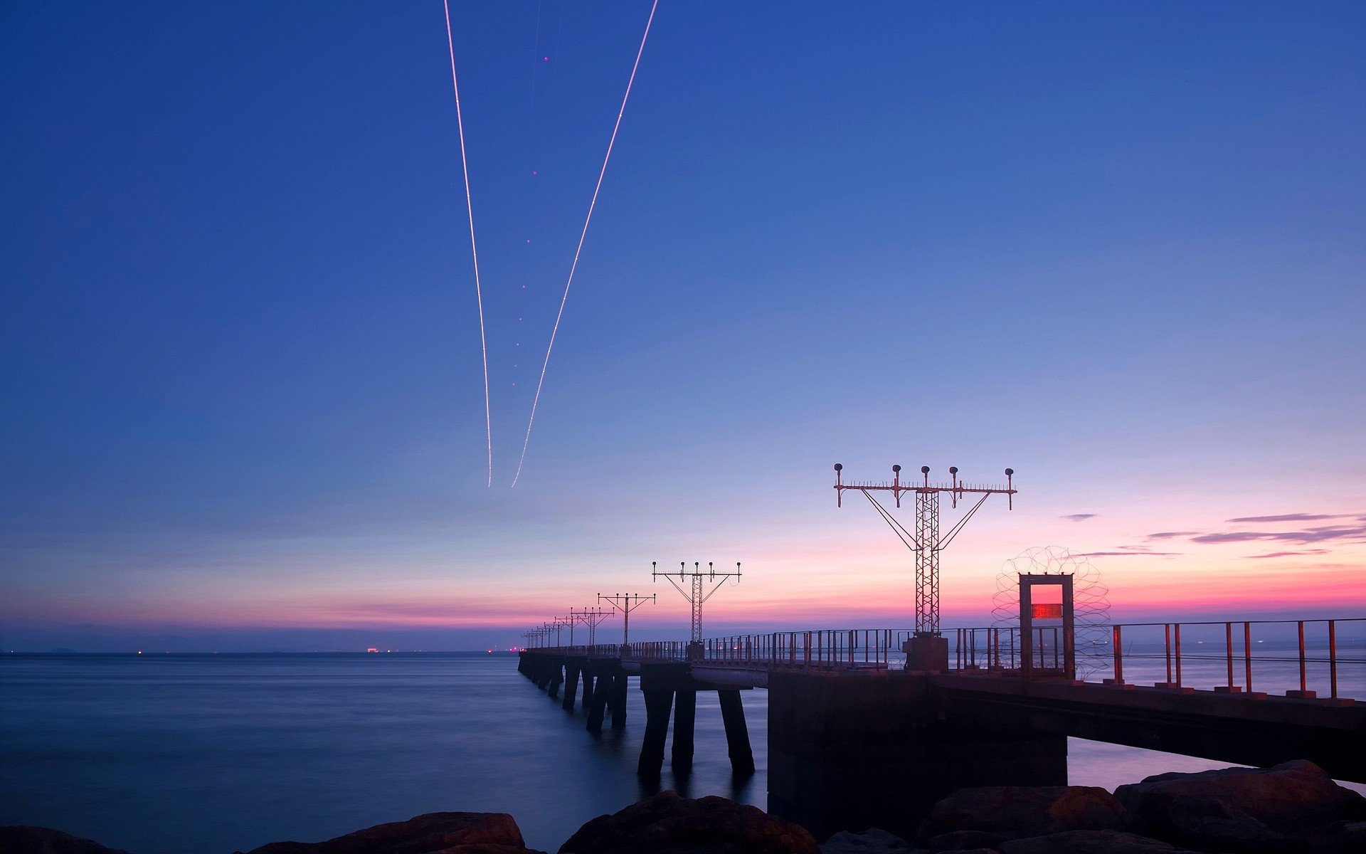 风景,晚霞,大桥,和谐美好,宽屏