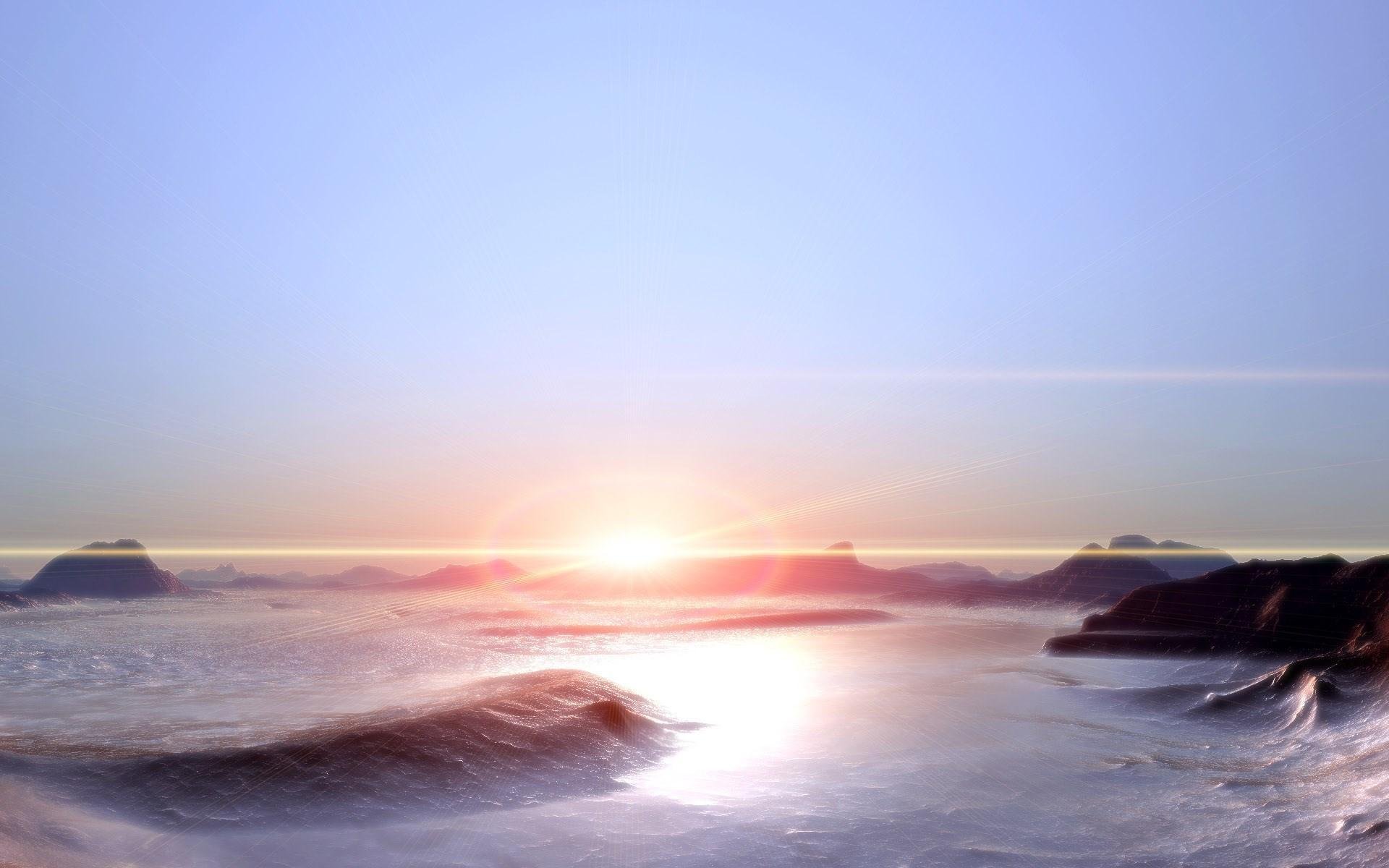 风景,海上日出,唯美,宽屏