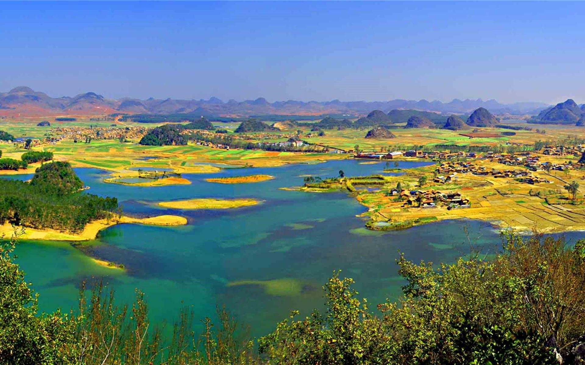 风景,云南,落日余晖,普者黑景观,宽屏