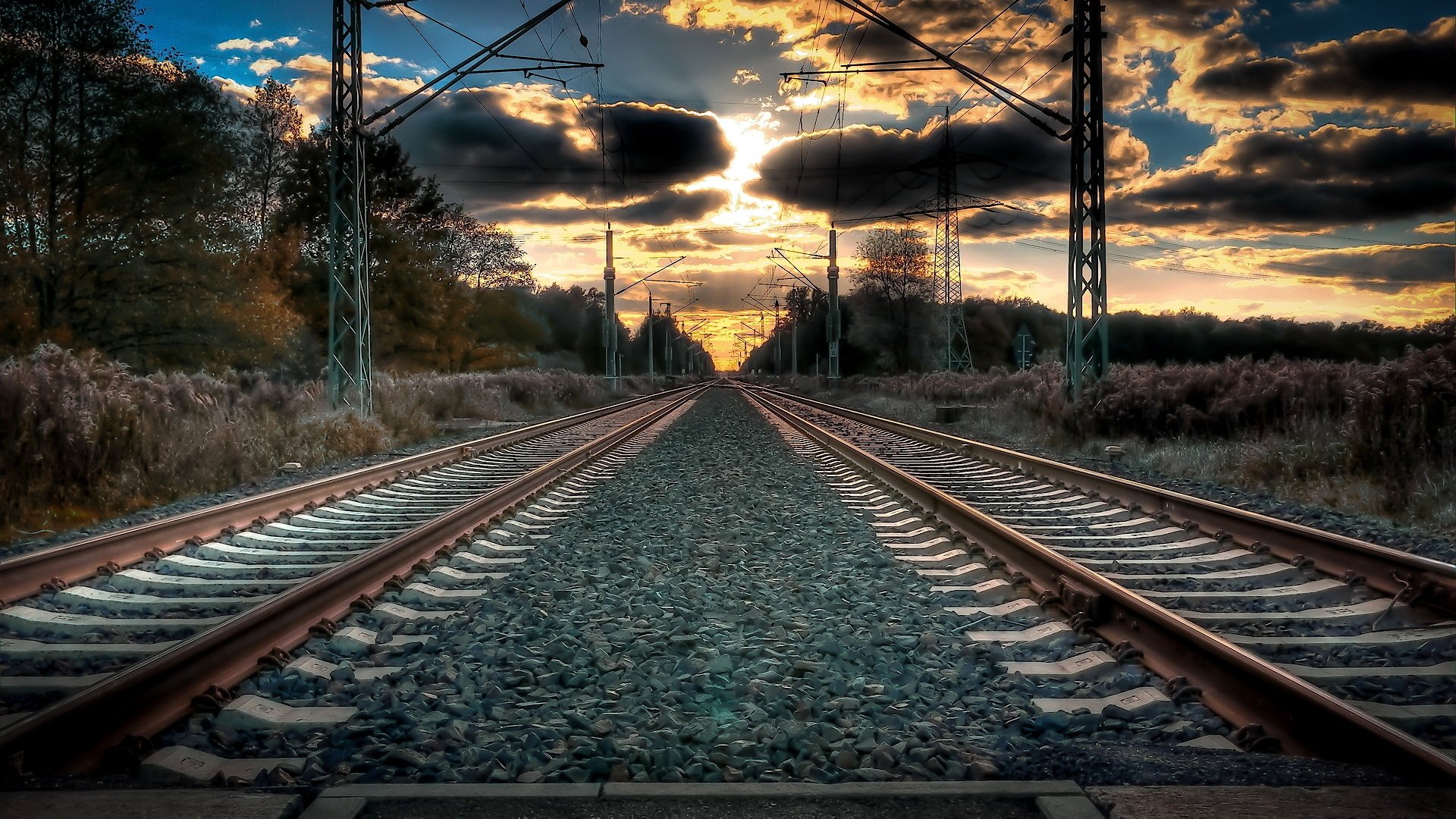 风景,风光,铁路,落日,铁轨