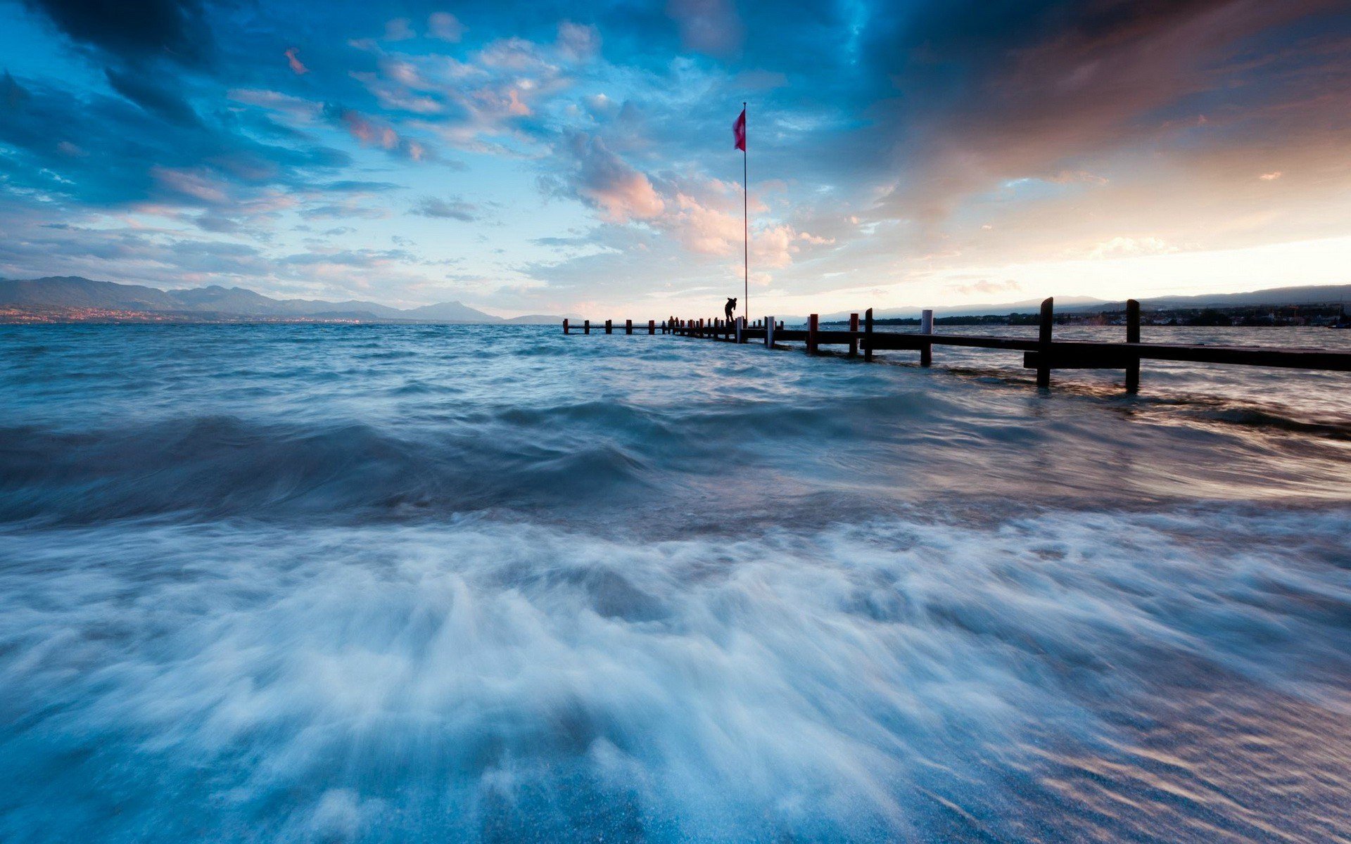 风景,蔚蓝大海,蓝天白云,一望无际,宽屏