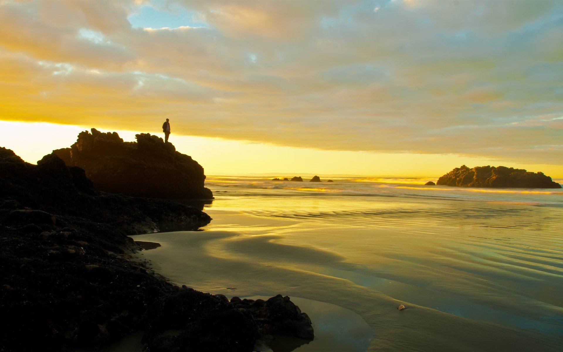 风景,新西兰,跚珊姆娜,晚霞漫天,黄昏,宽屏