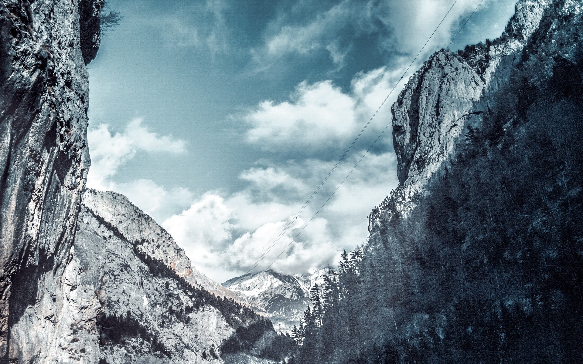 风景,雪山,索道,白云