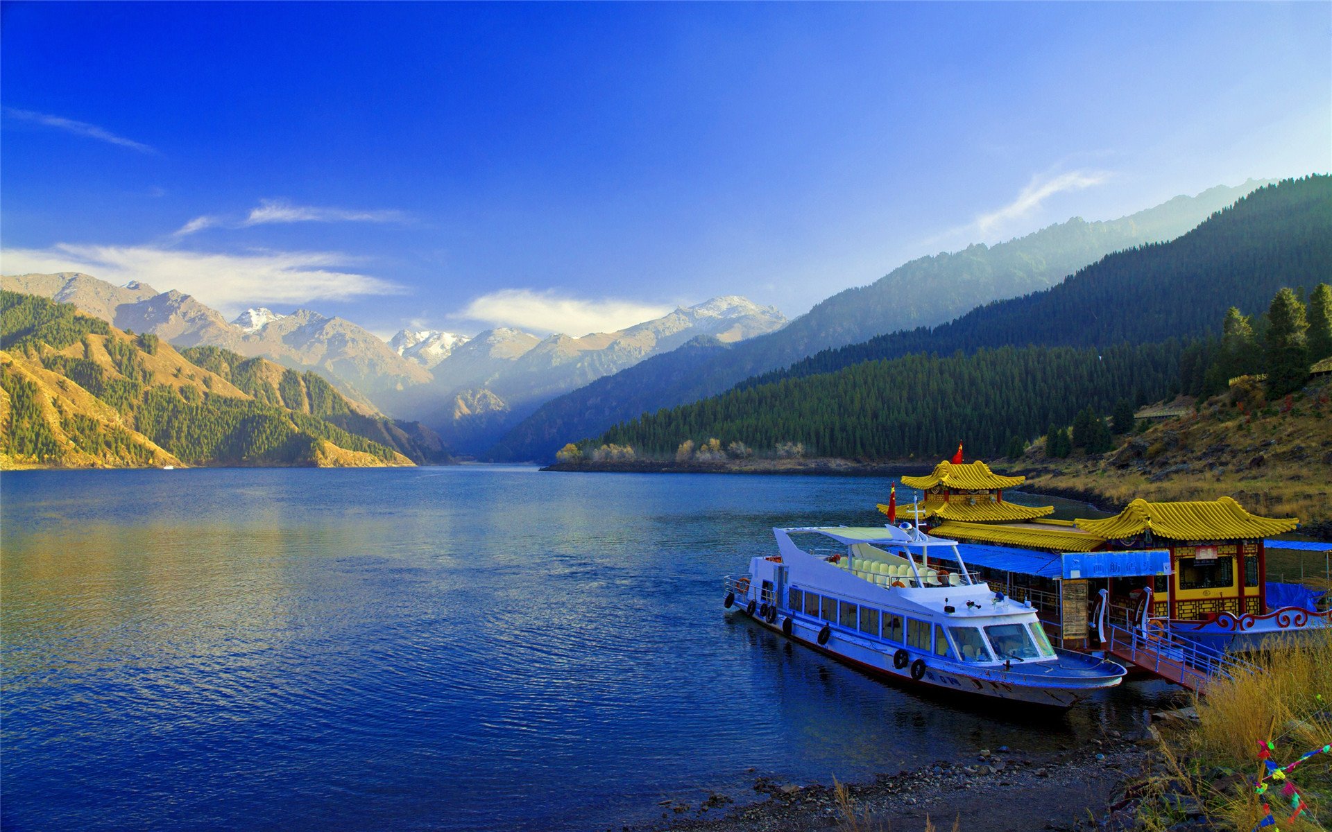 风景,自然美景,新疆,新疆天山天池,美丽壮观,宽屏
