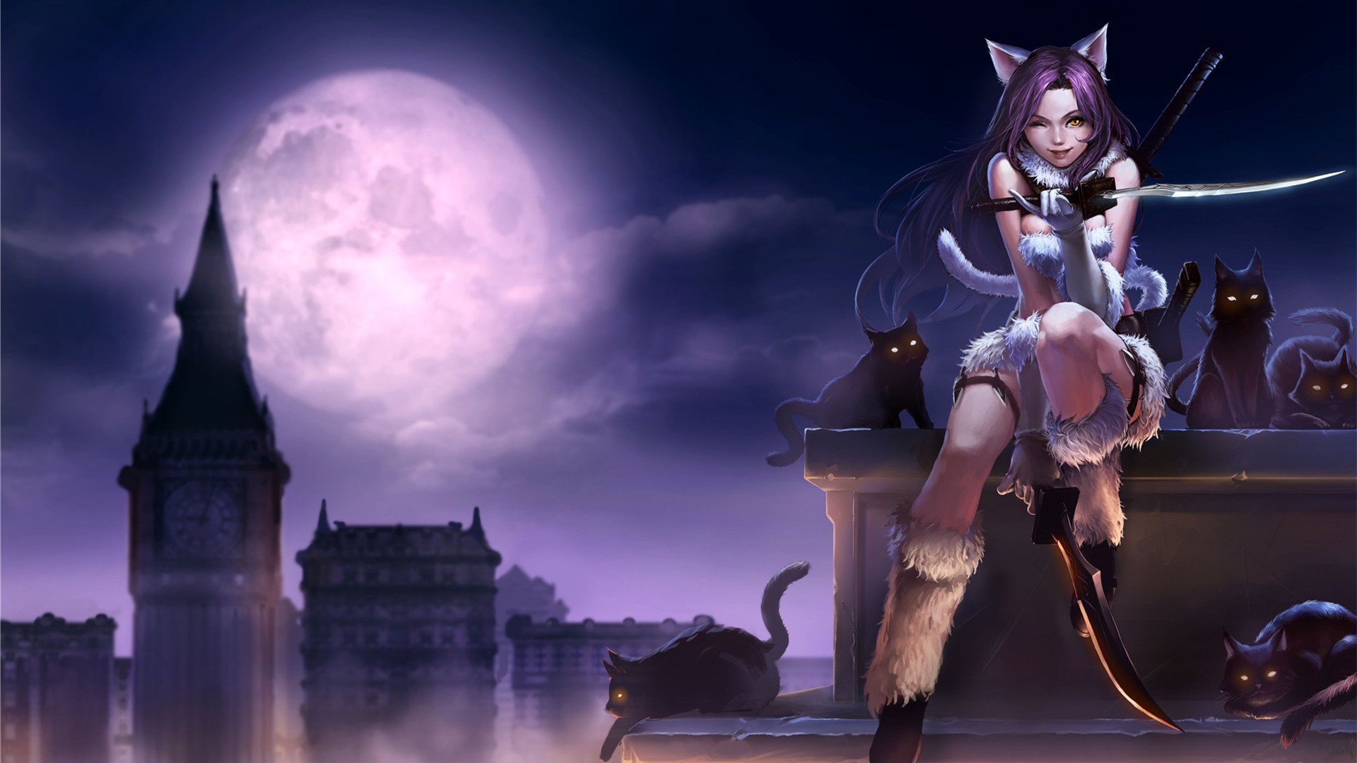 lol,英雄联盟,游戏,暗夜猫女,卡特琳娜