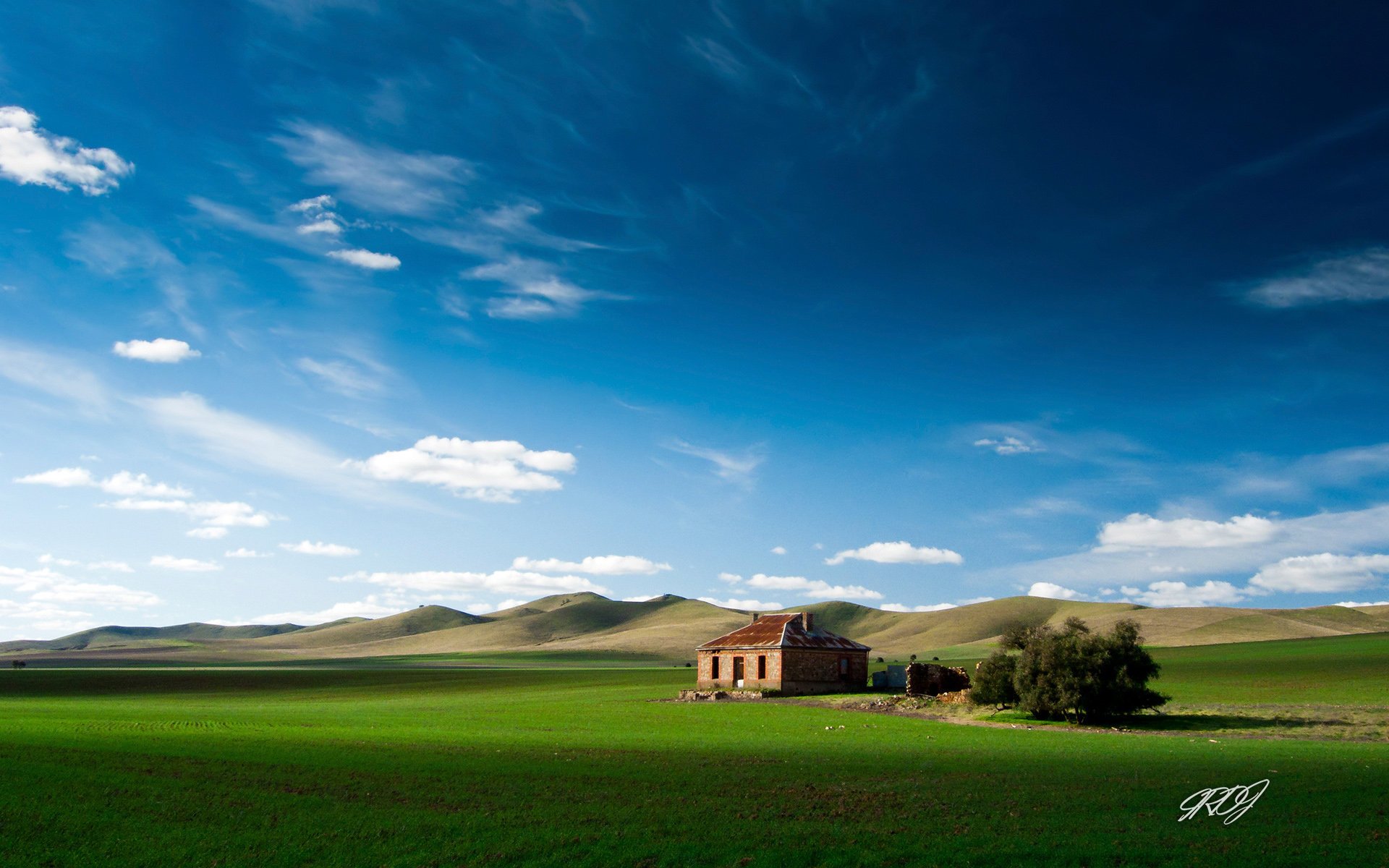 风景,美景,蓝天白云,草地