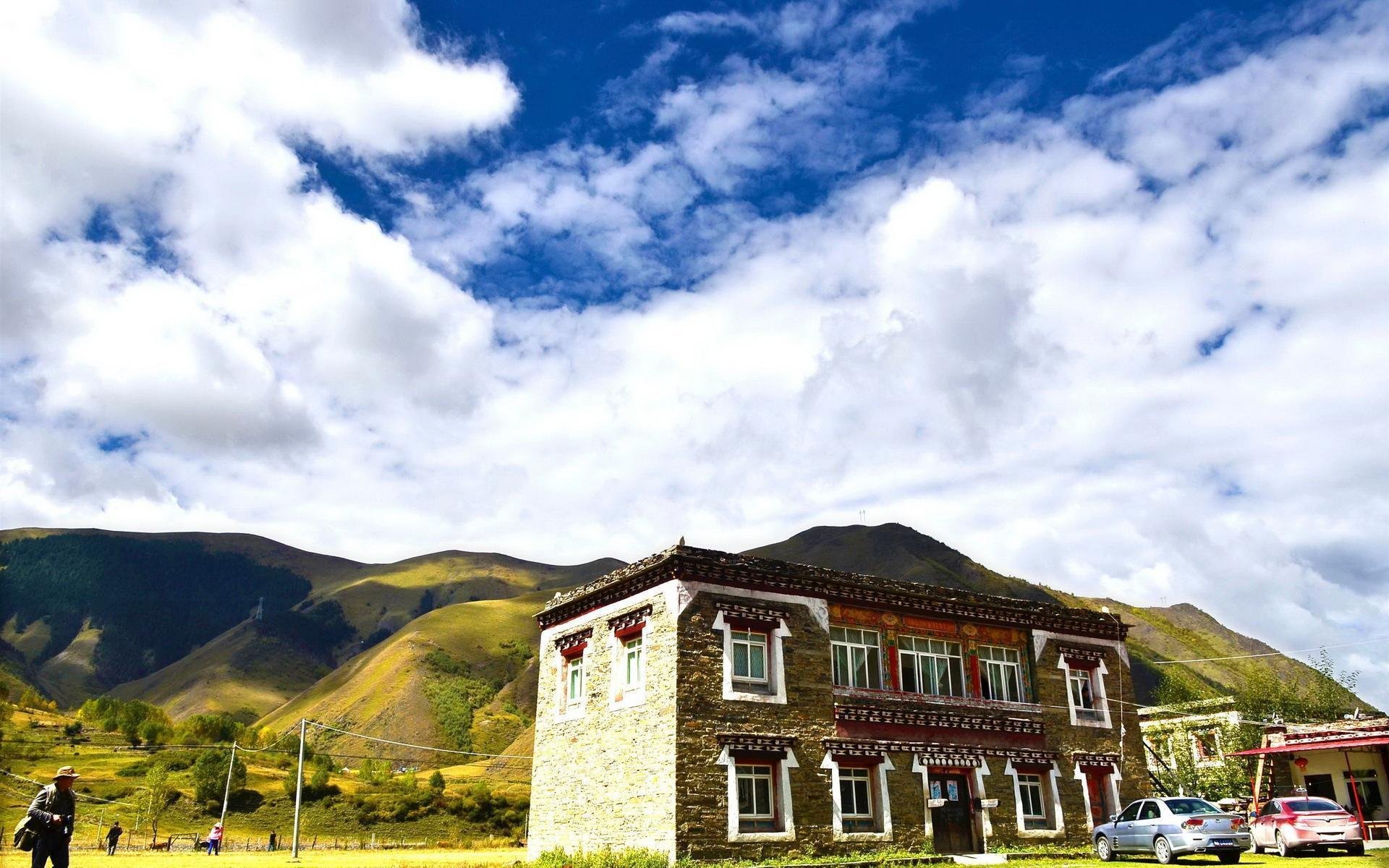 风景,新都桥,阳光明媚,美丽壮观,宽屏