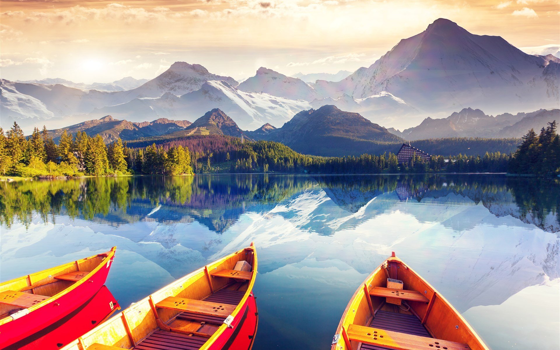 风景,自然美景,小船,美丽壮观,风景如画,宽屏