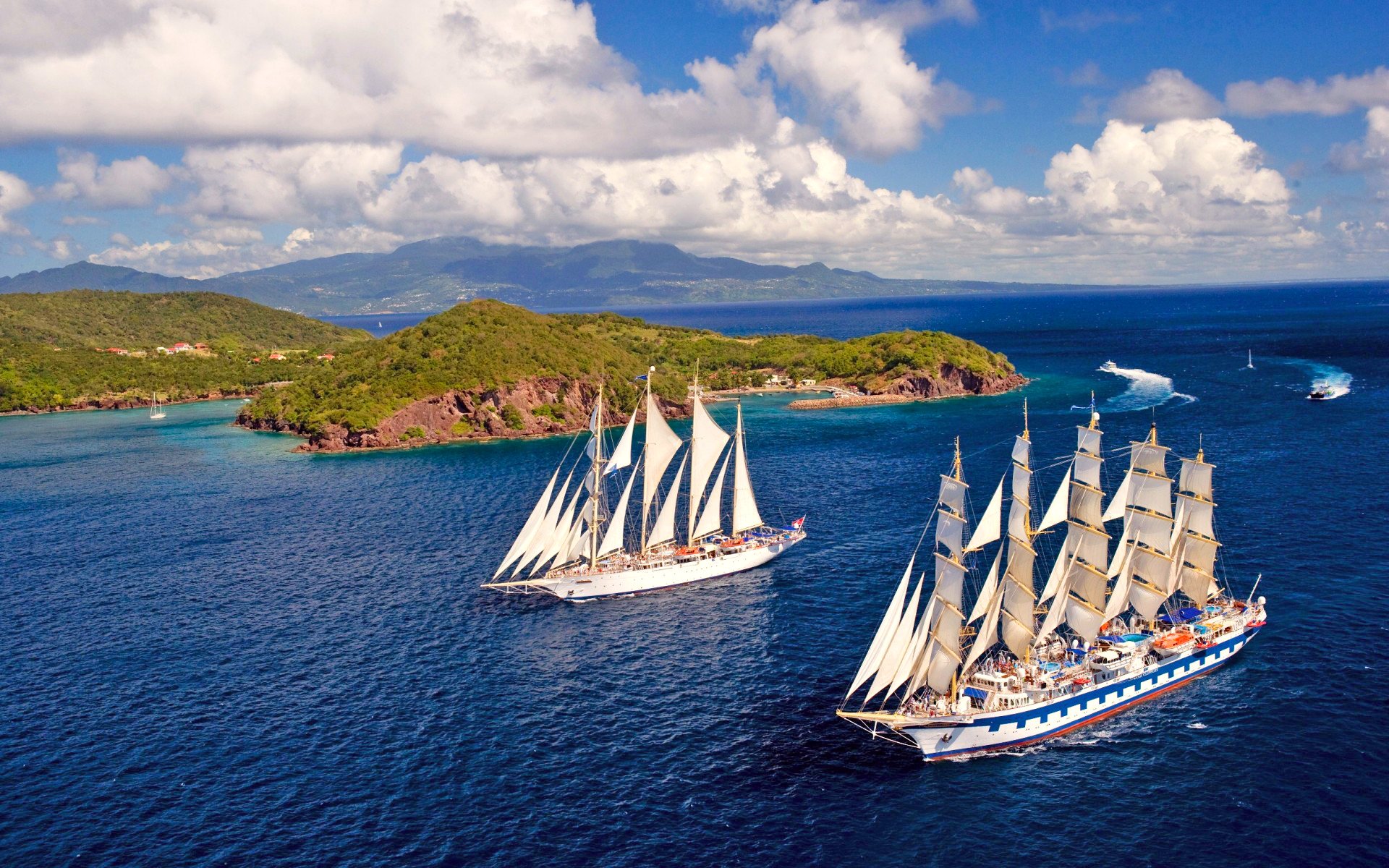 风景,自然风景,蓝天白云,大海,帆船,宽屏