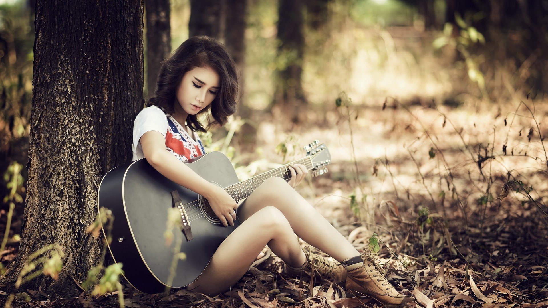 美女,吉他女孩,文艺范,忧郁