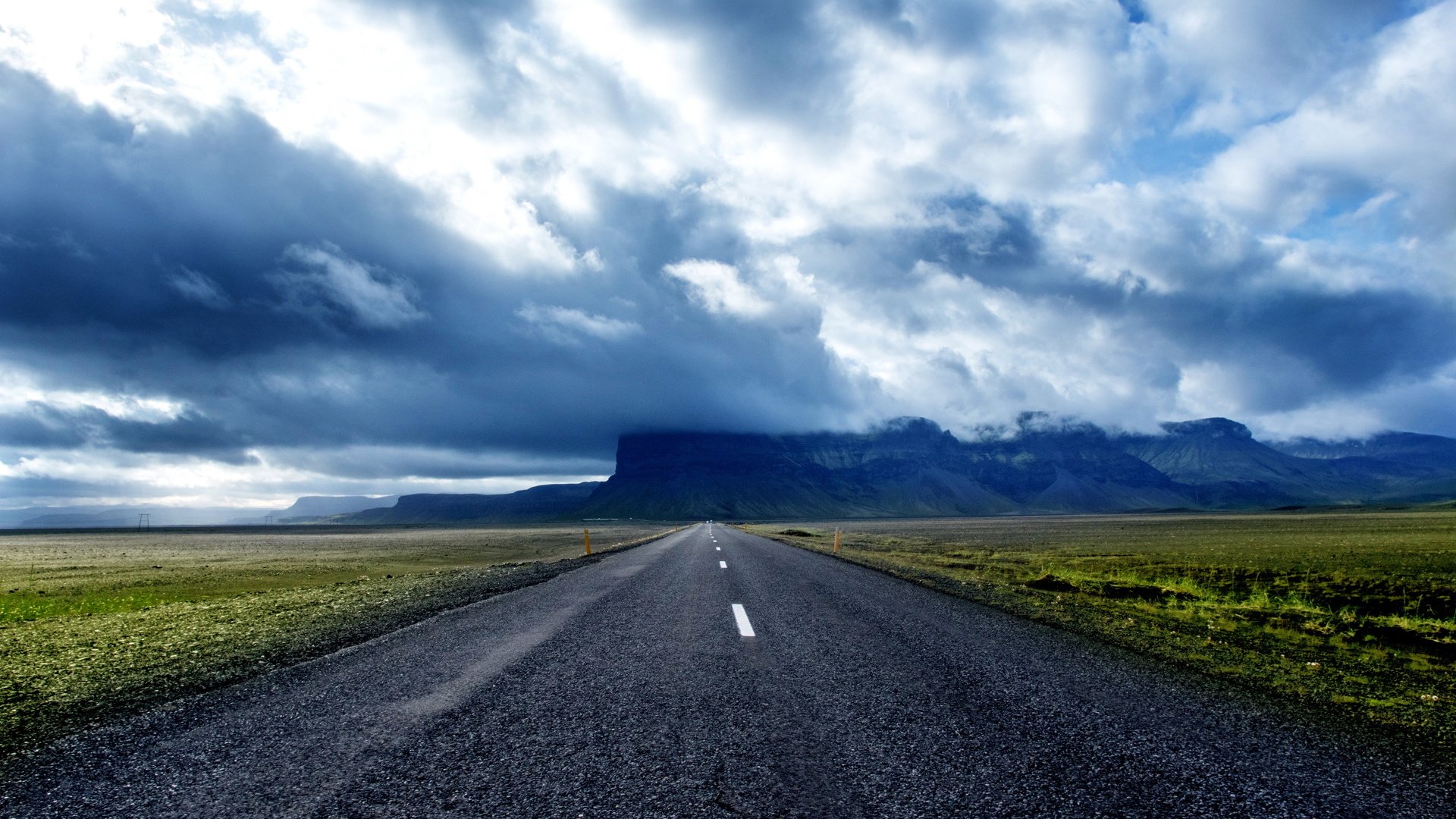 风景,自然风景,白云翻飞,宁静公路,宽屏