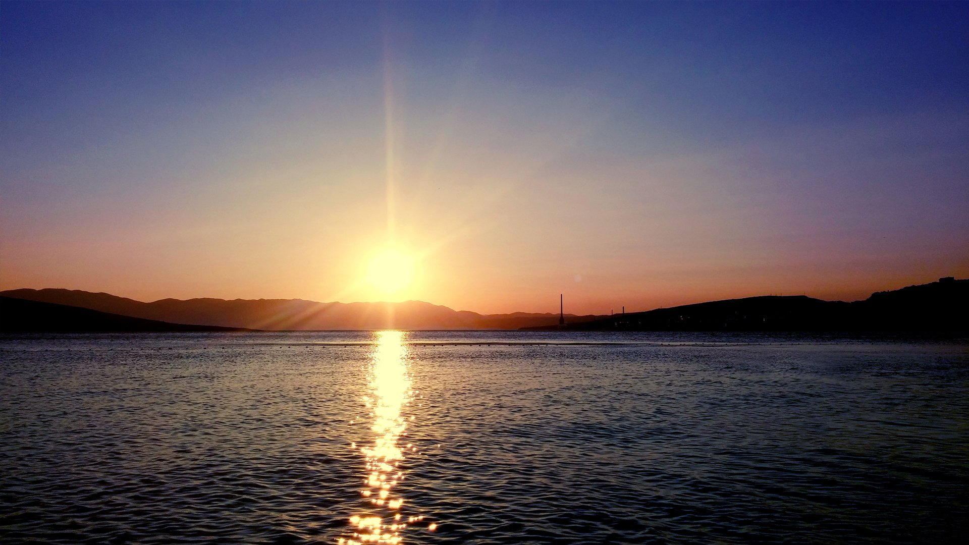 落日,夕阳,海边