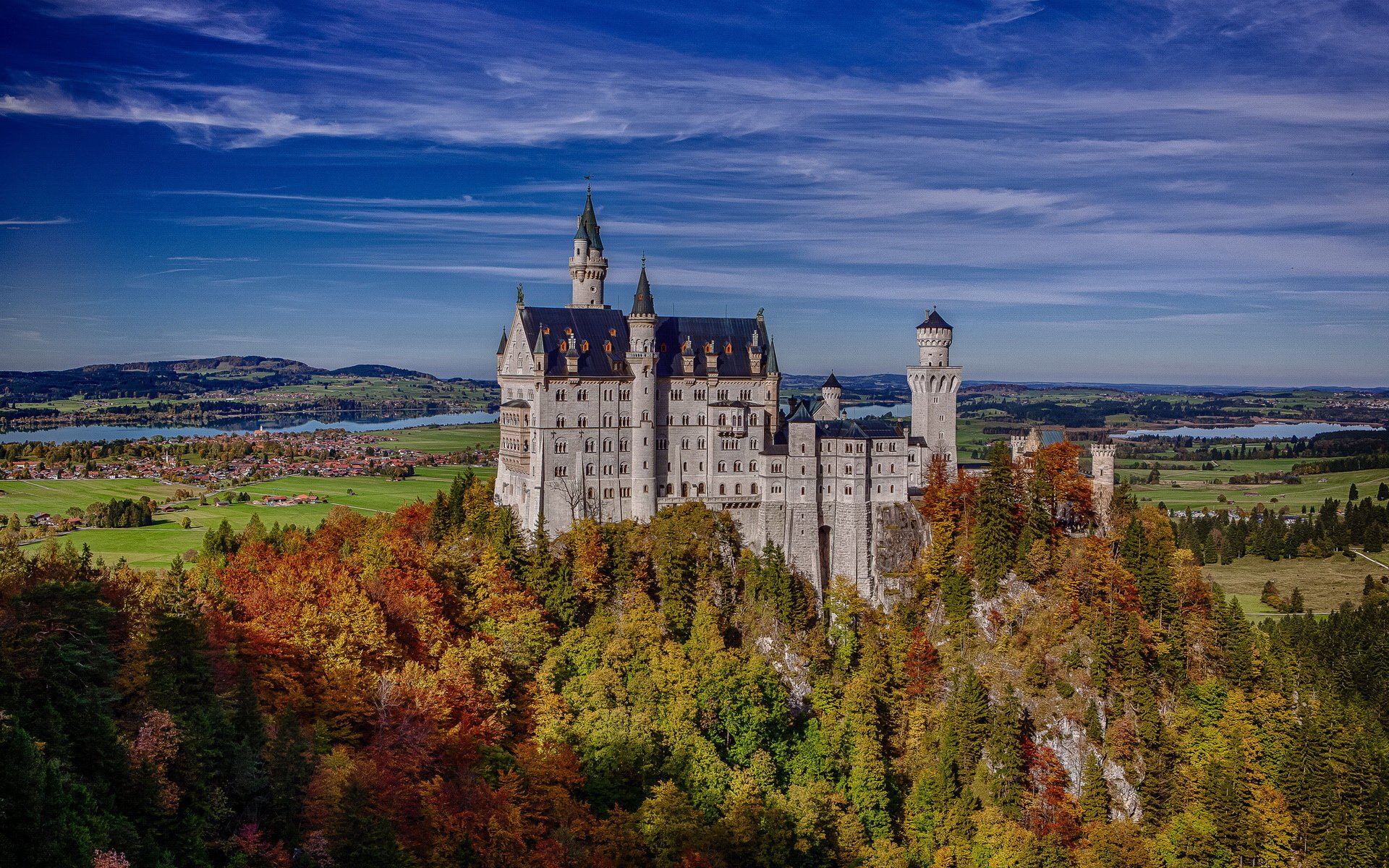 风景,德国风景,新天鹅城堡,雄伟壮观,宽屏