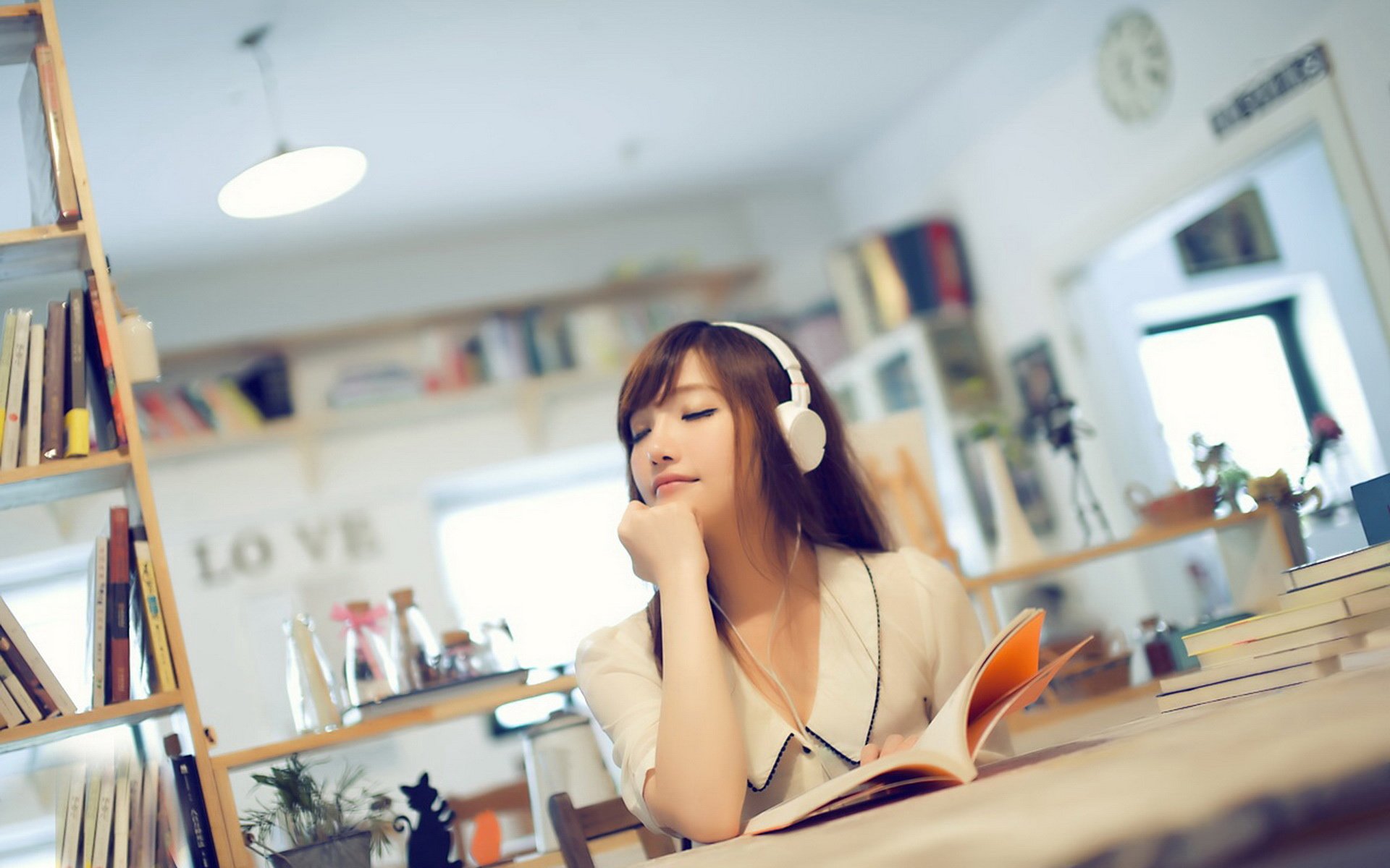 图书馆,清新美女