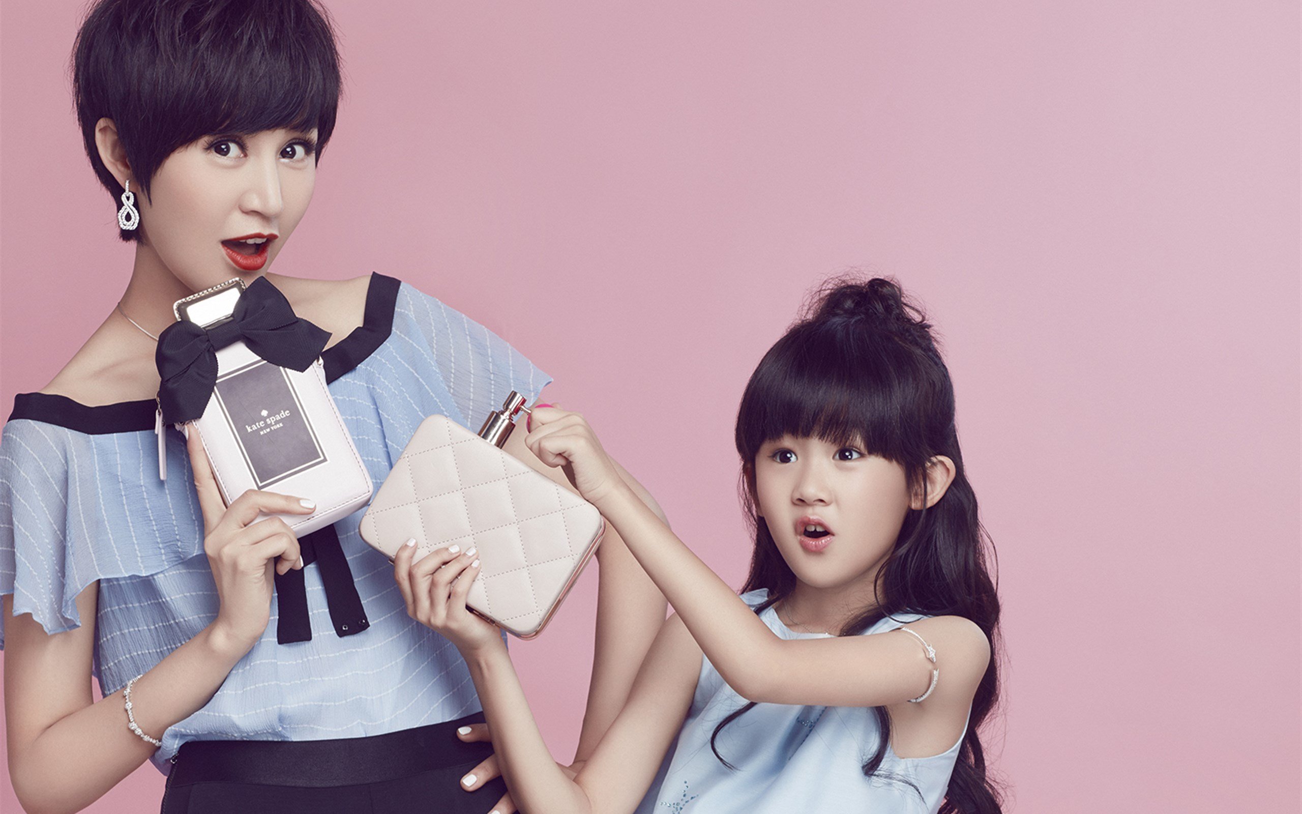 鲍蕾,贝儿,亲子照,温馨可爱,宽屏