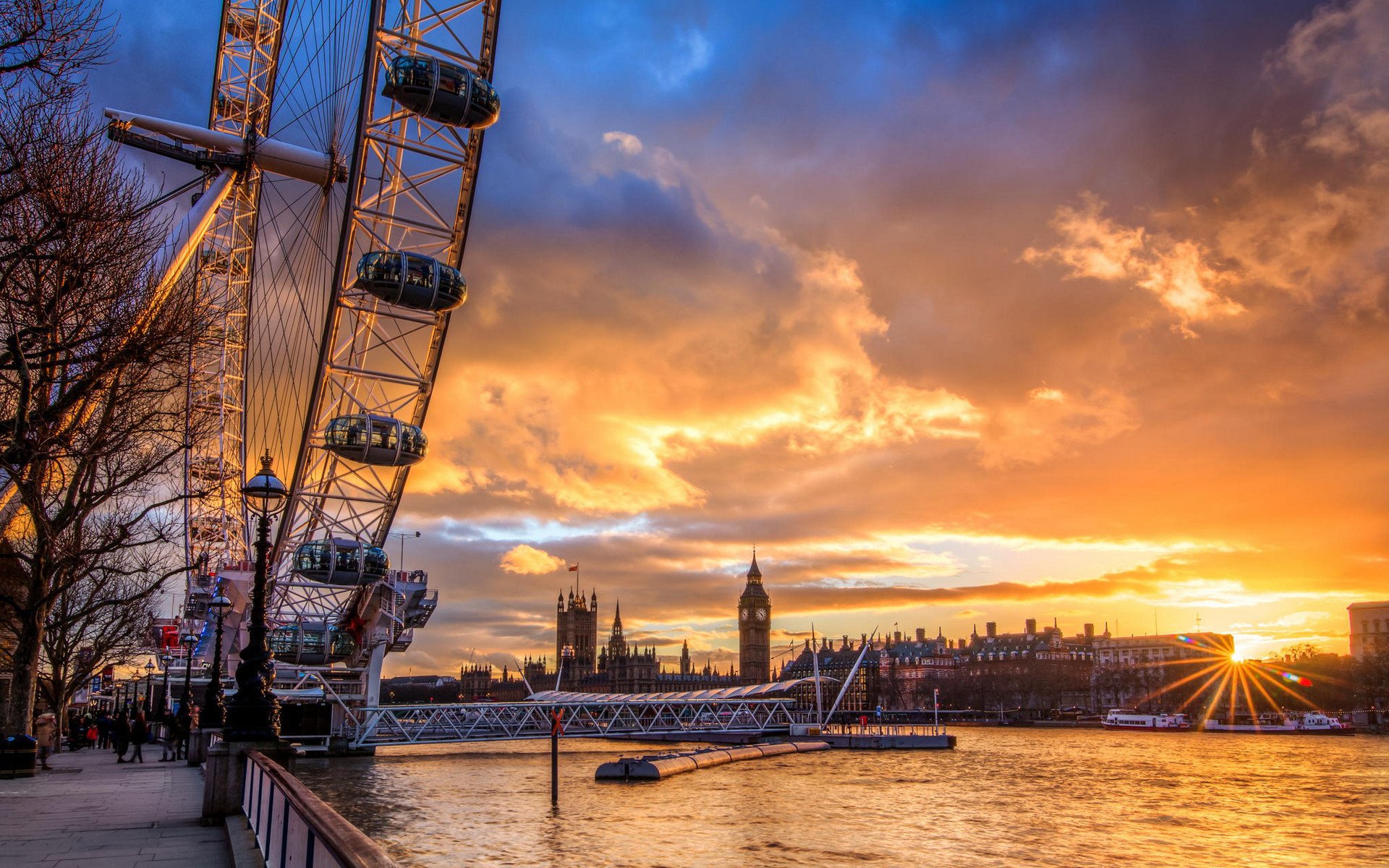 风景,城市风景,黄昏,摩天轮,宽屏