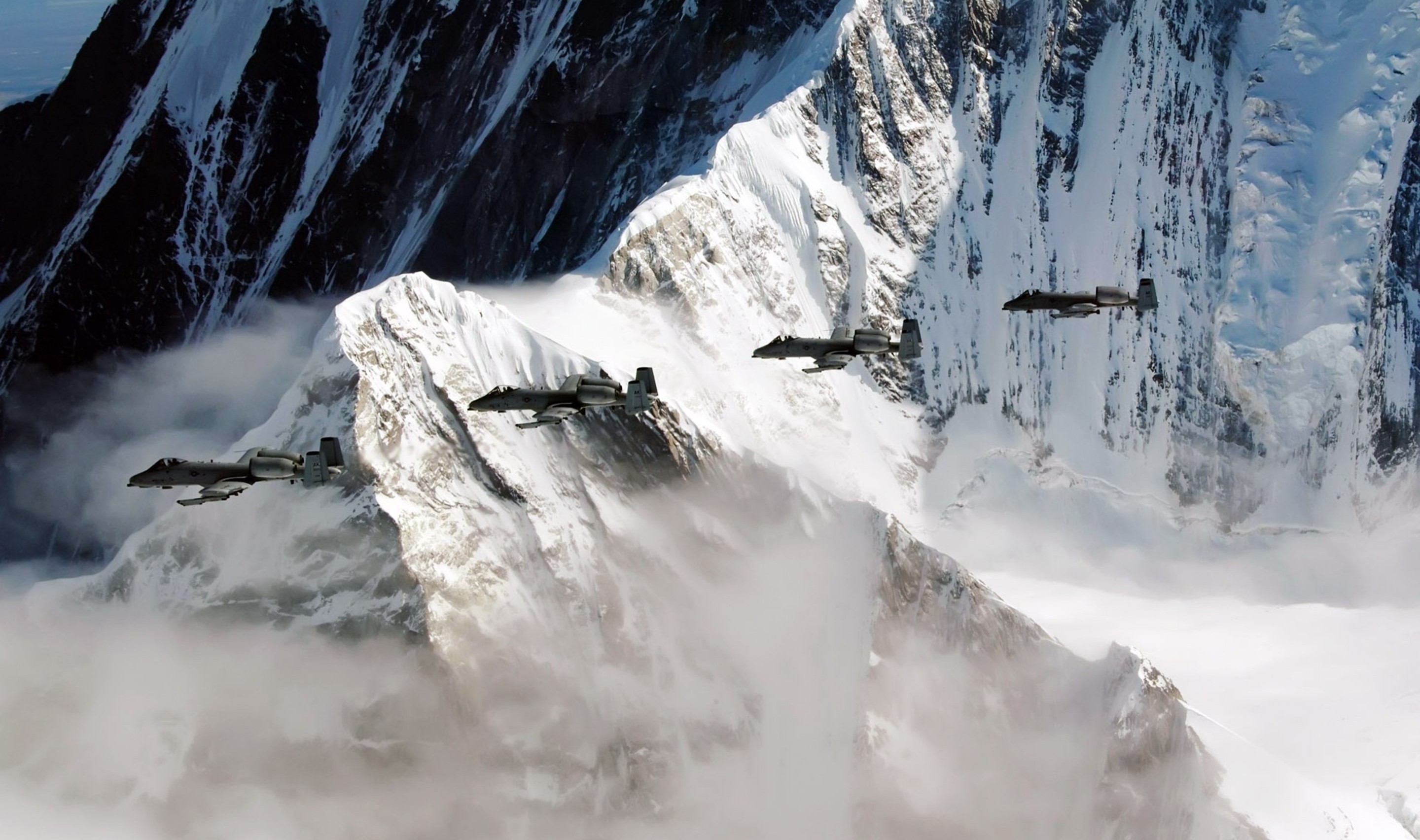 飞机,蓝天,山脉,雪景