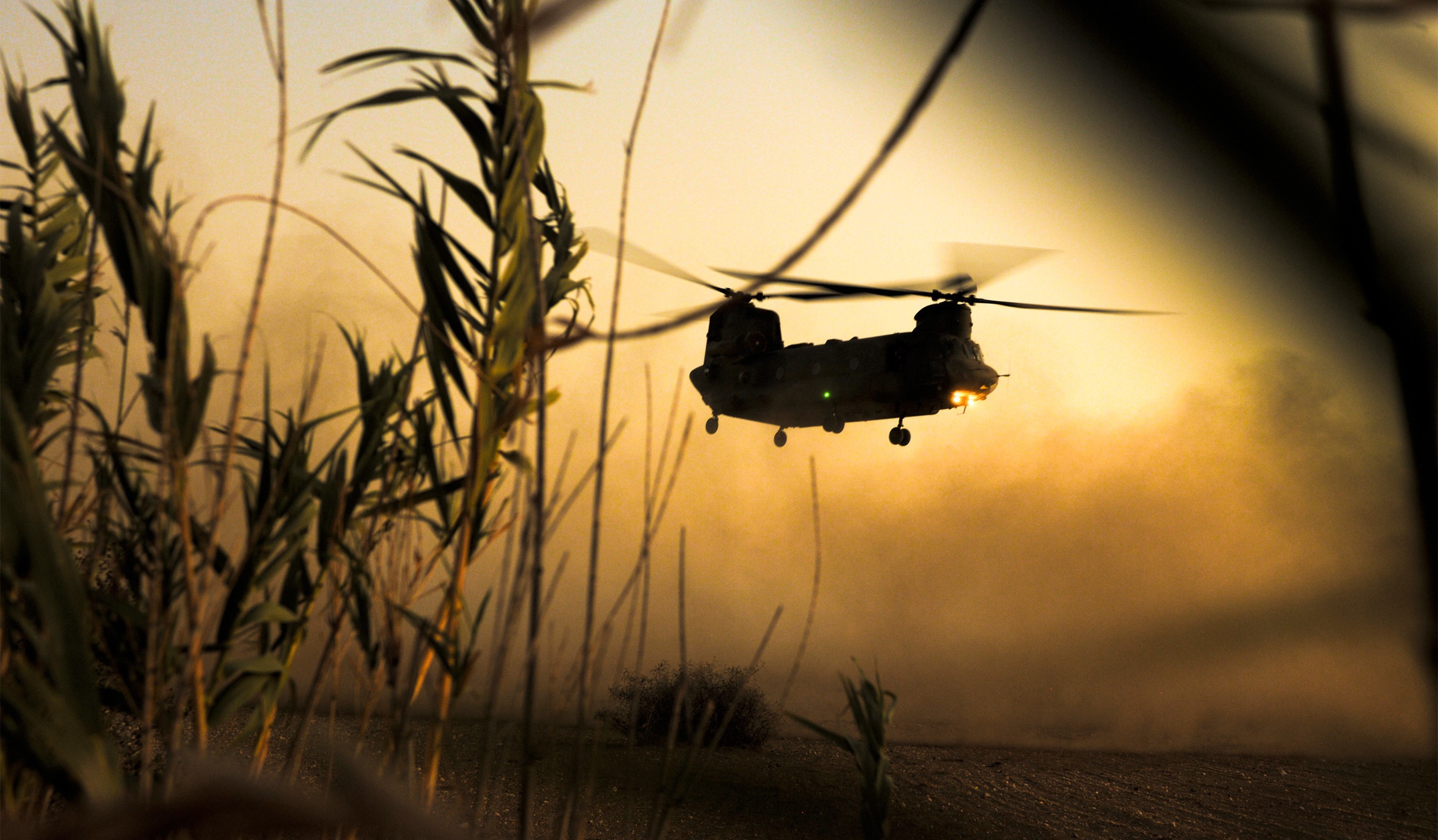 飞机,直升机,黄昏