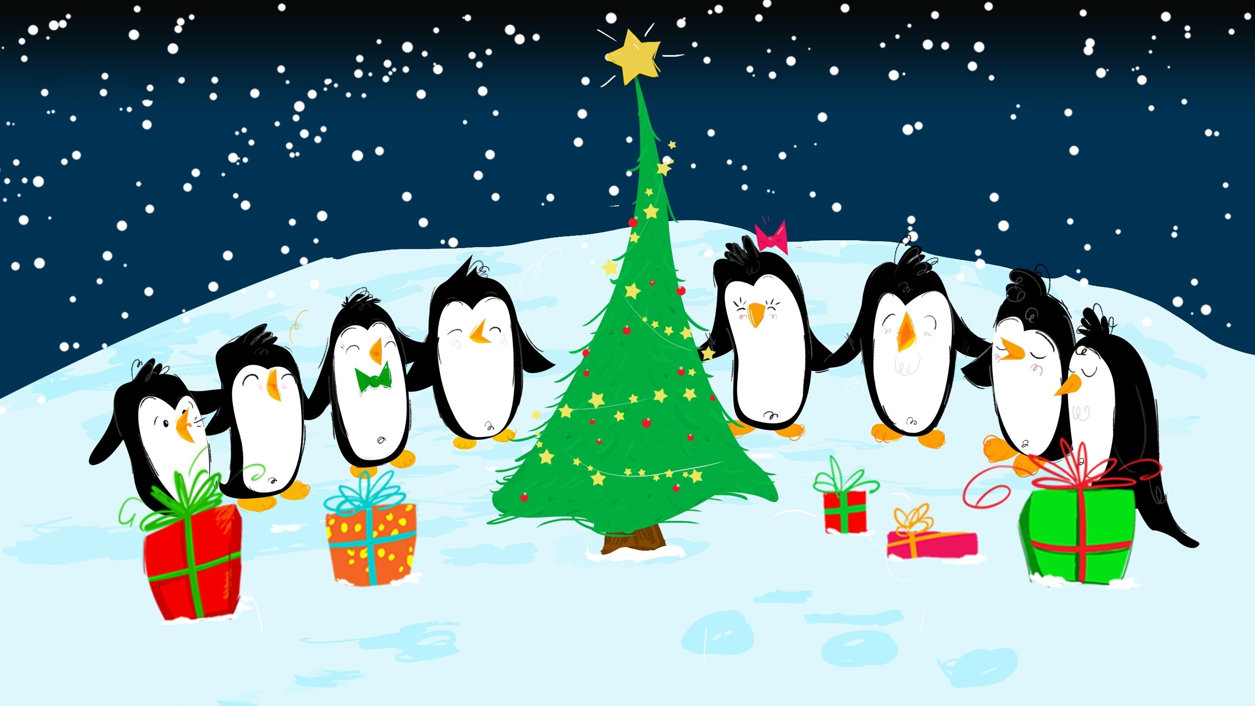 圣诞节,节日礼物,企鹅,卡通