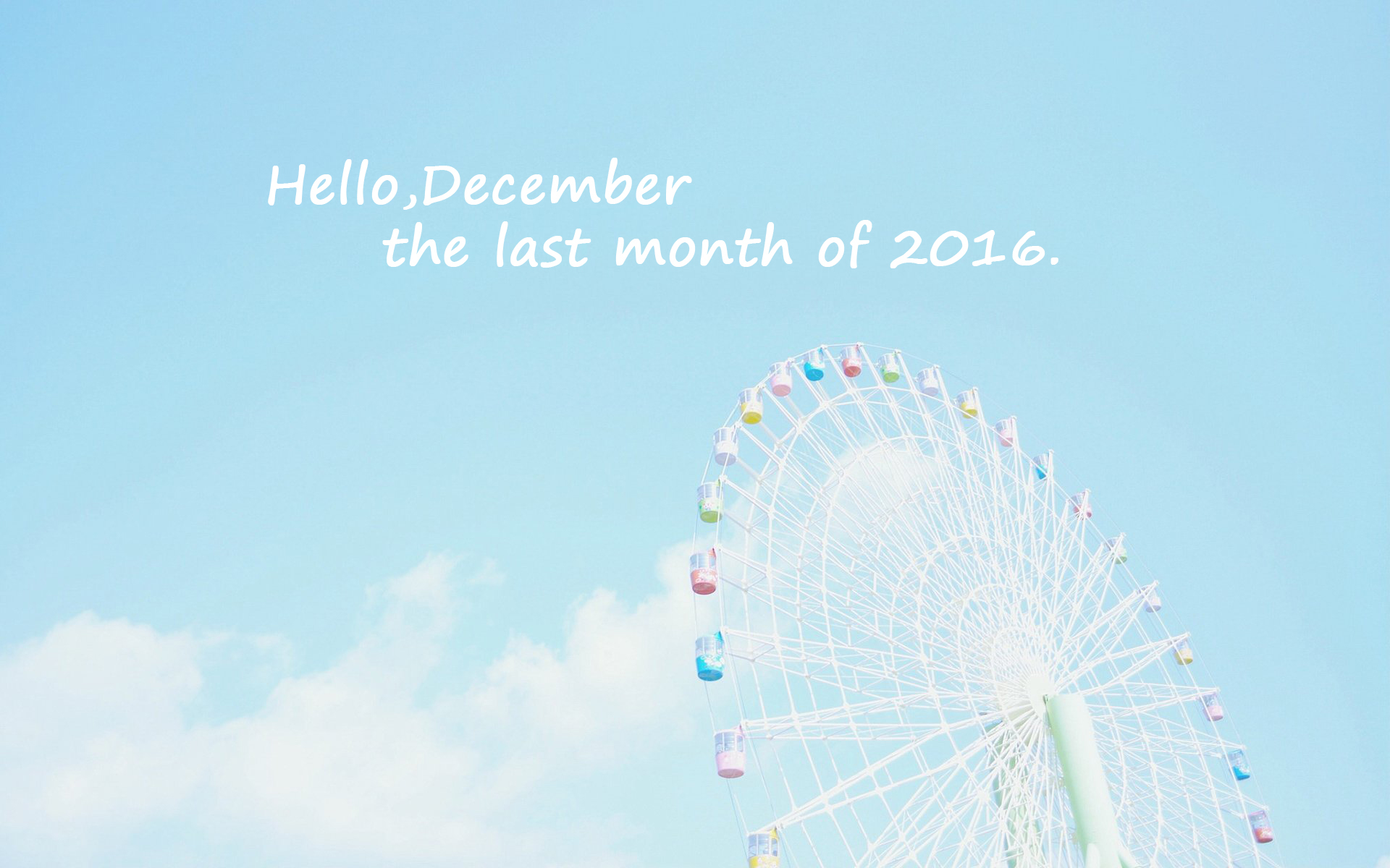 文字,蓝天白云,摩天轮,12月