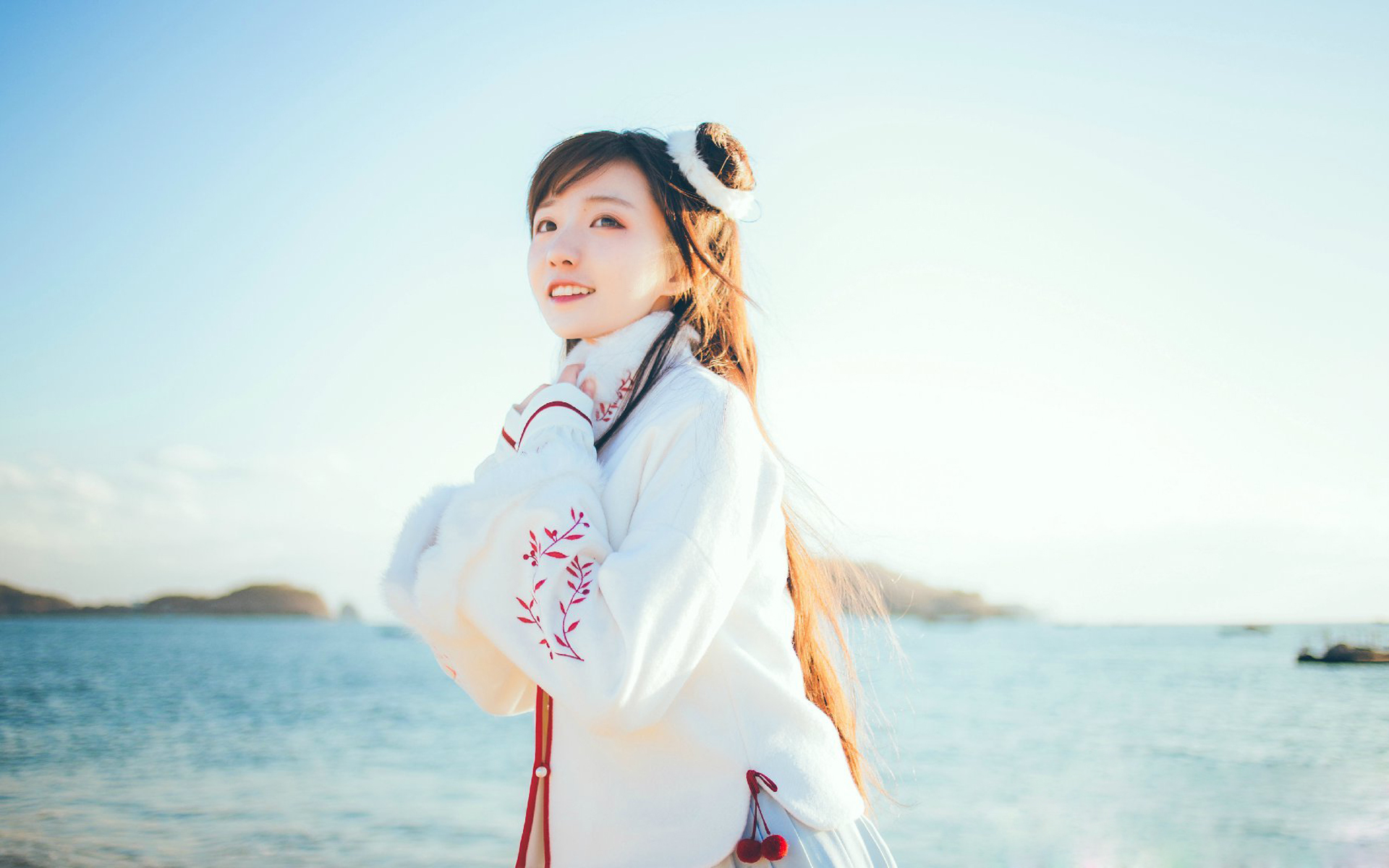 文艺古风,唯美可爱,汉服写真,海边