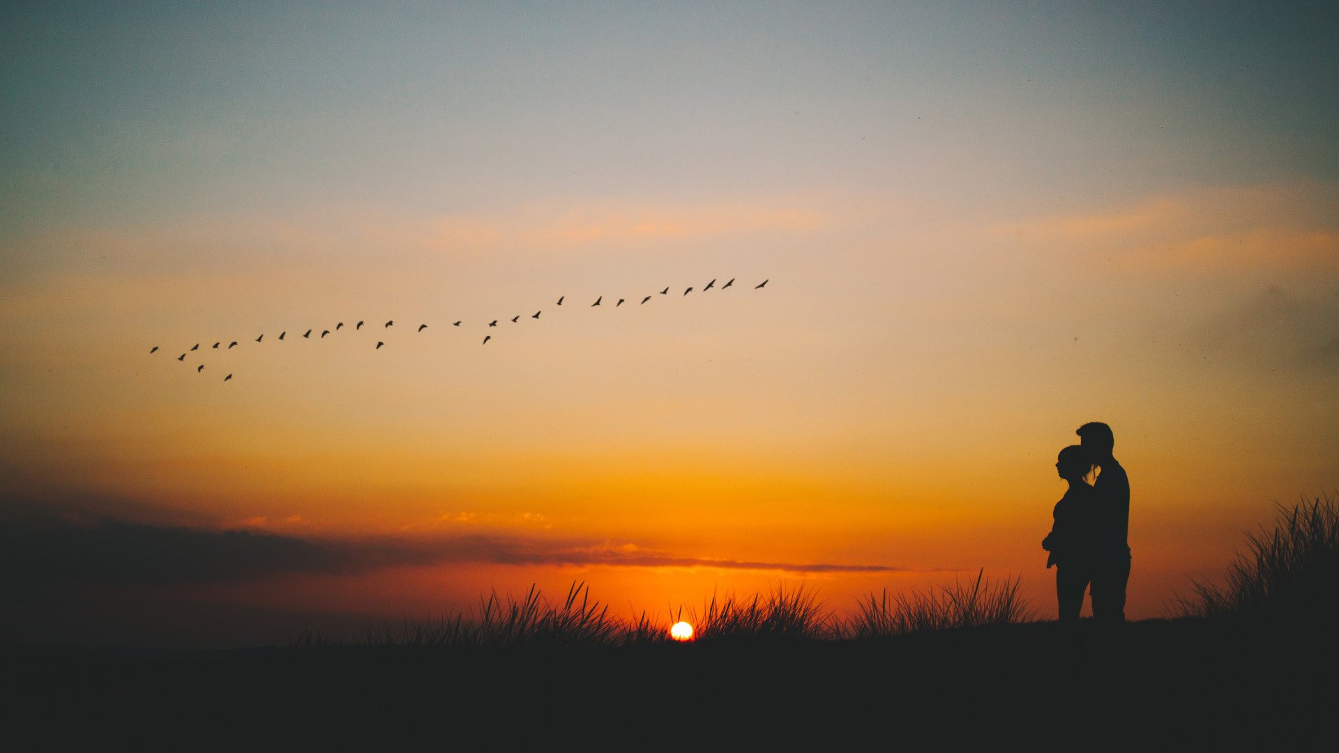 唯美温馨,情侣,黄昏