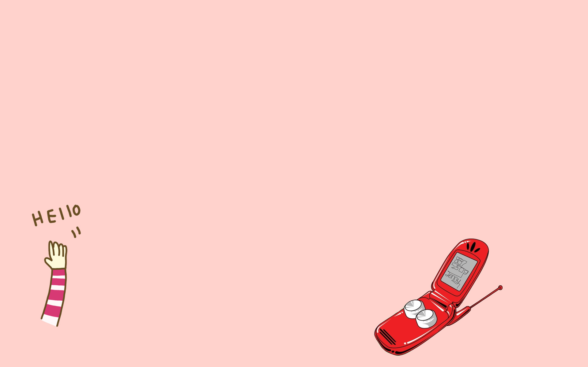 文字控,手绘,卡通,手机,你好