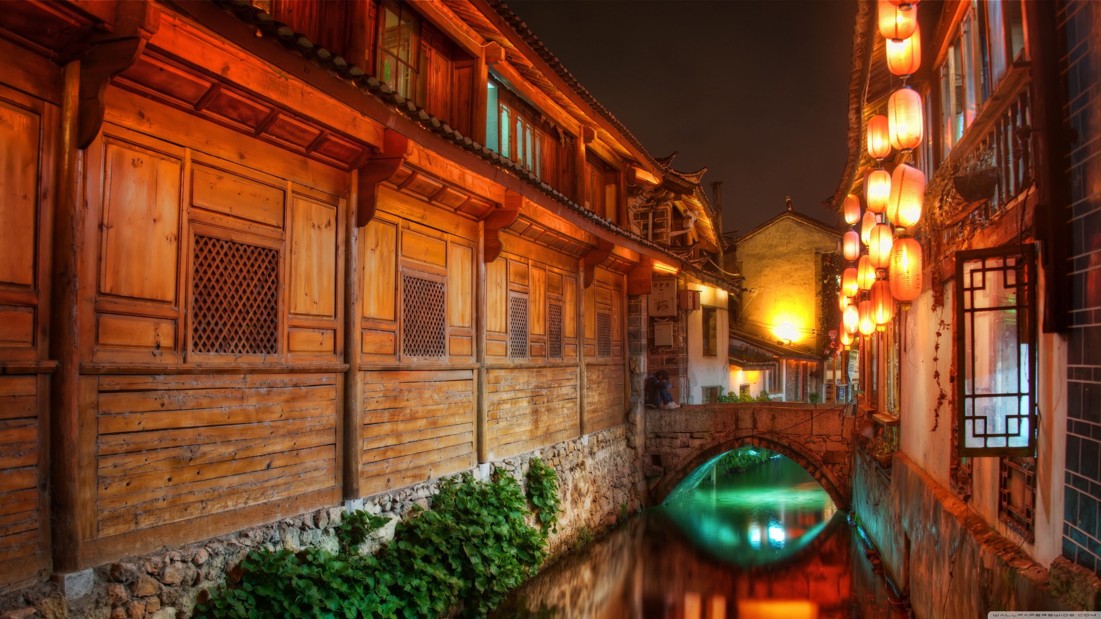 风景,古镇,灯光,建筑