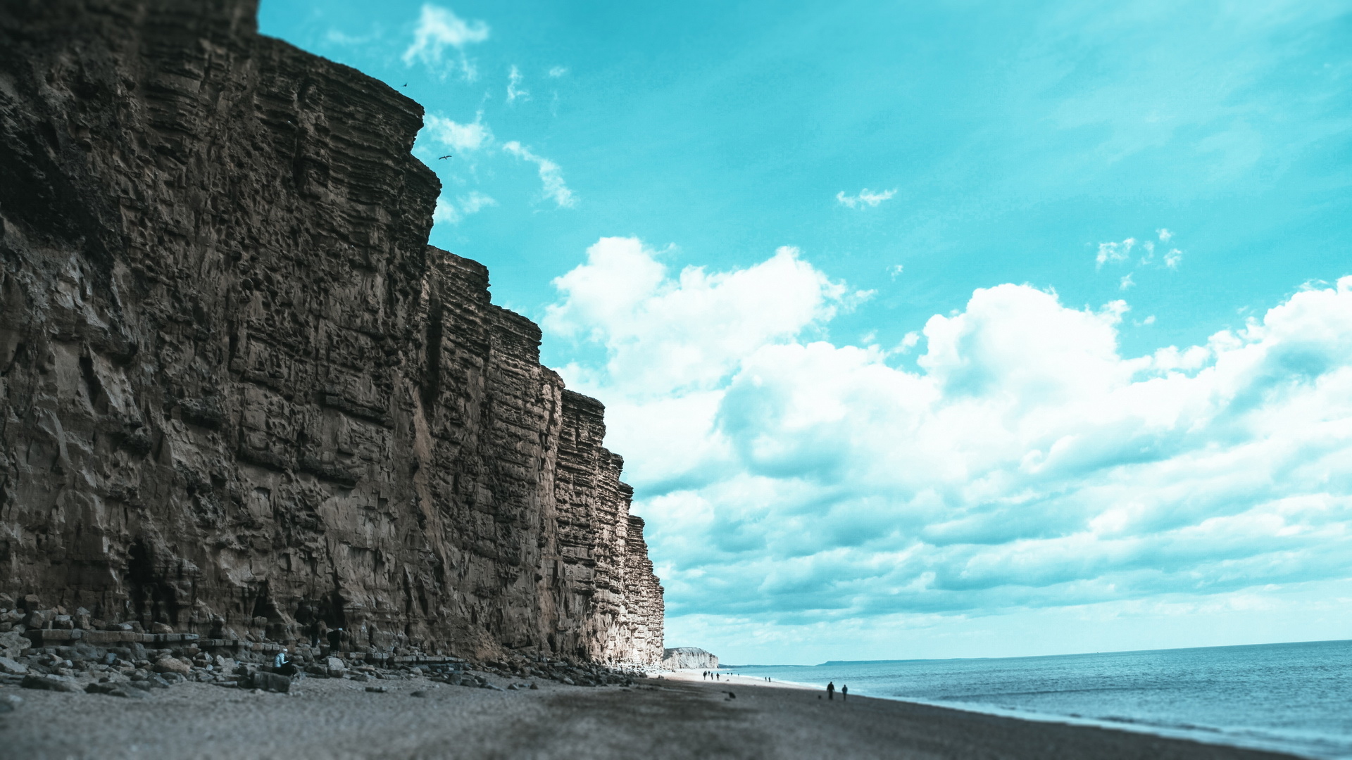 蓝天白云,海洋,岩石