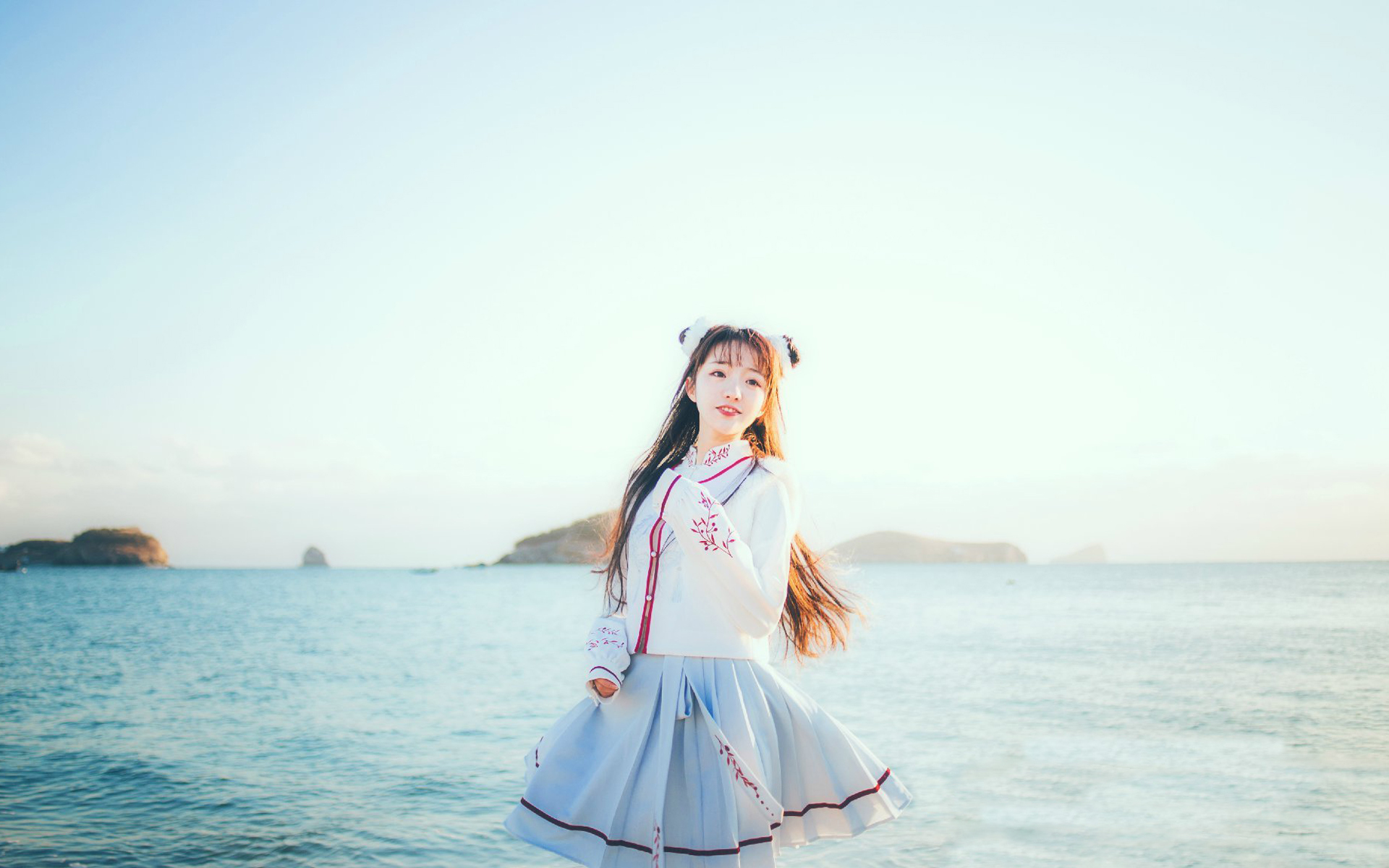 文艺古风,唯美可爱,汉服写真,海边