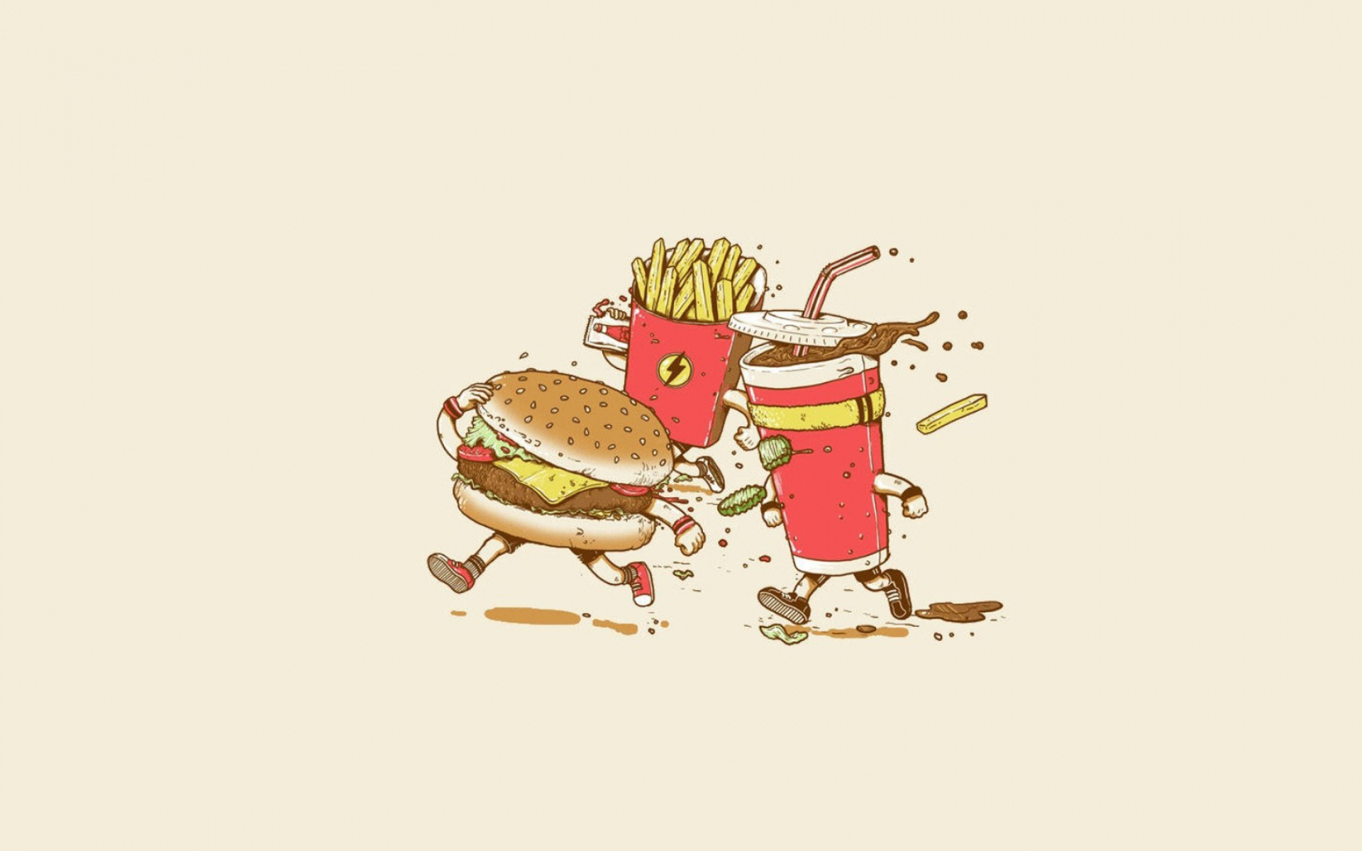 汉堡,可乐,薯条,奔跑