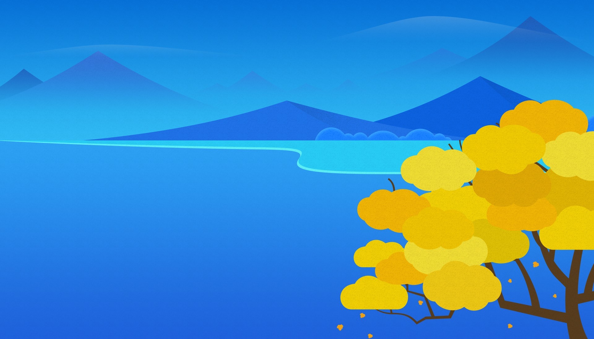 漫画,手绘,秋天,落叶,蓝色