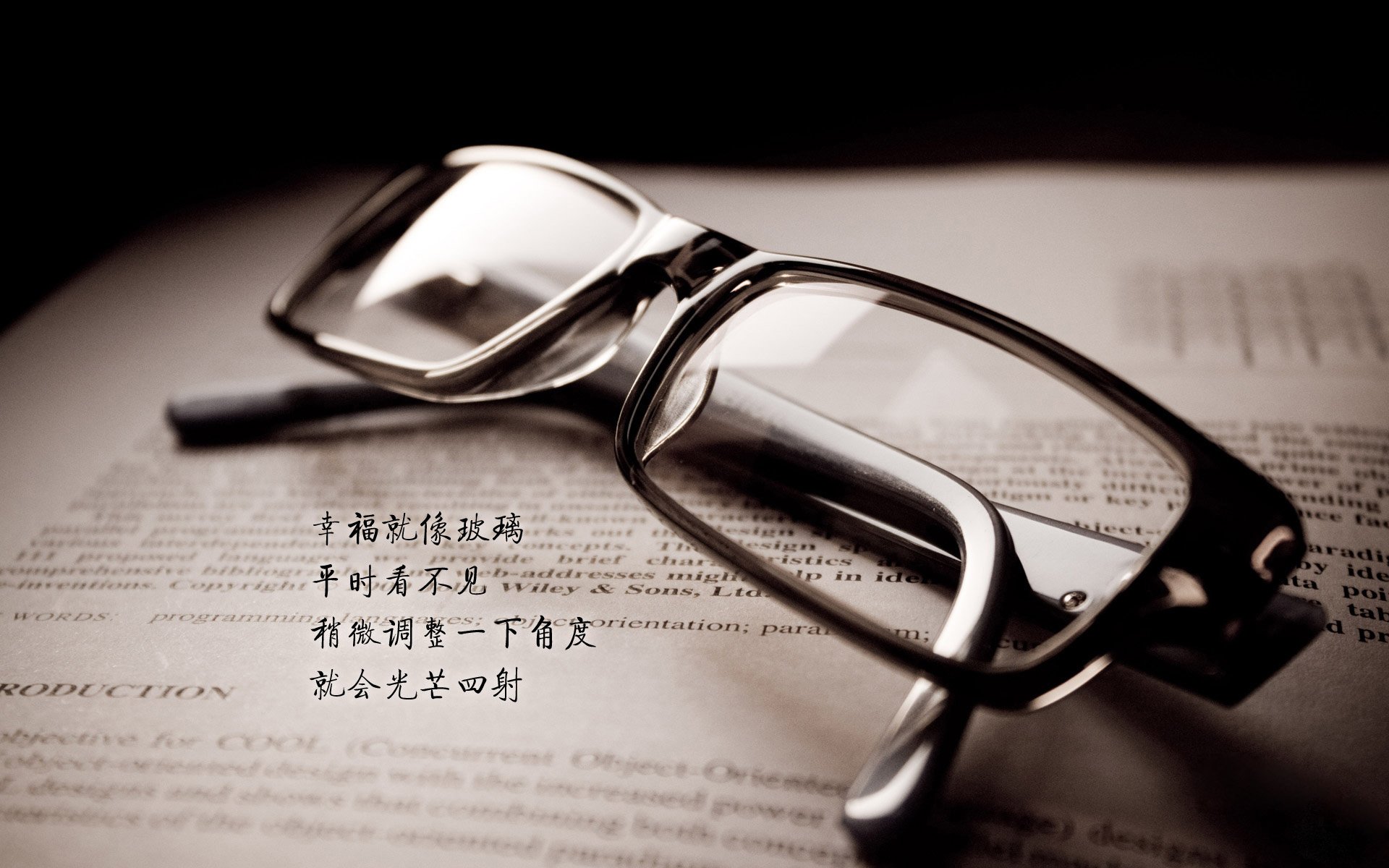 眼镜,文字,幸福