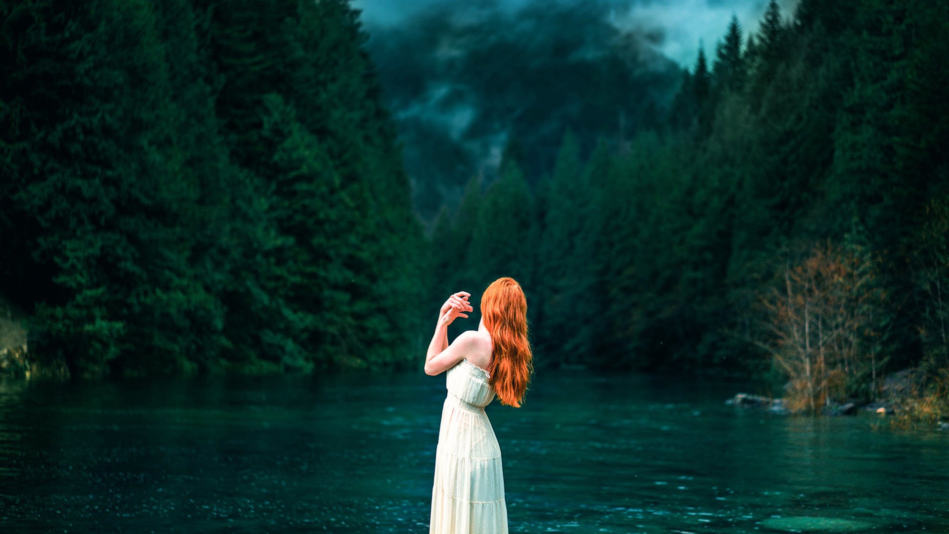 欧美女神,森林,长发