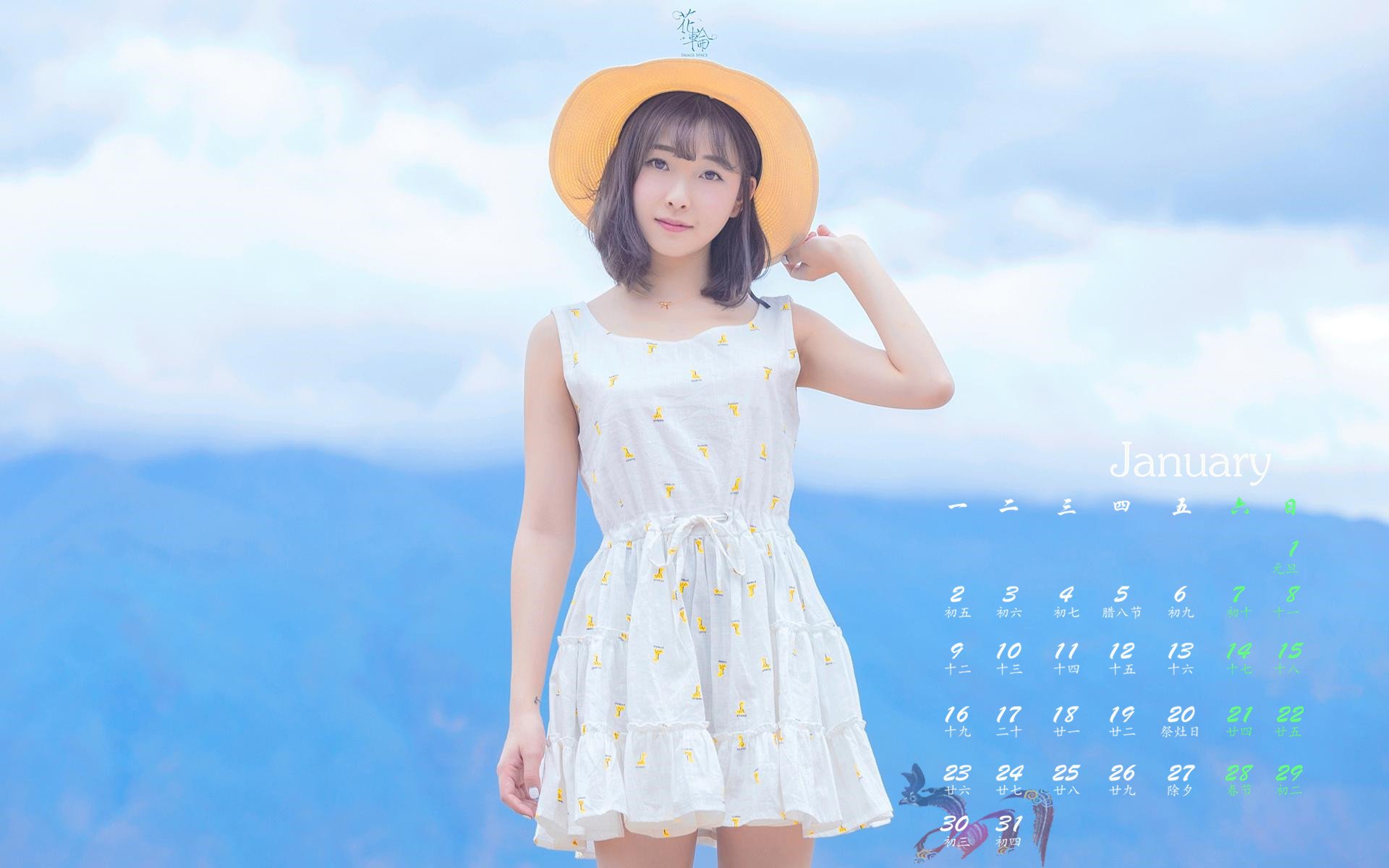 2017年1月,草帽,夏天,裙子