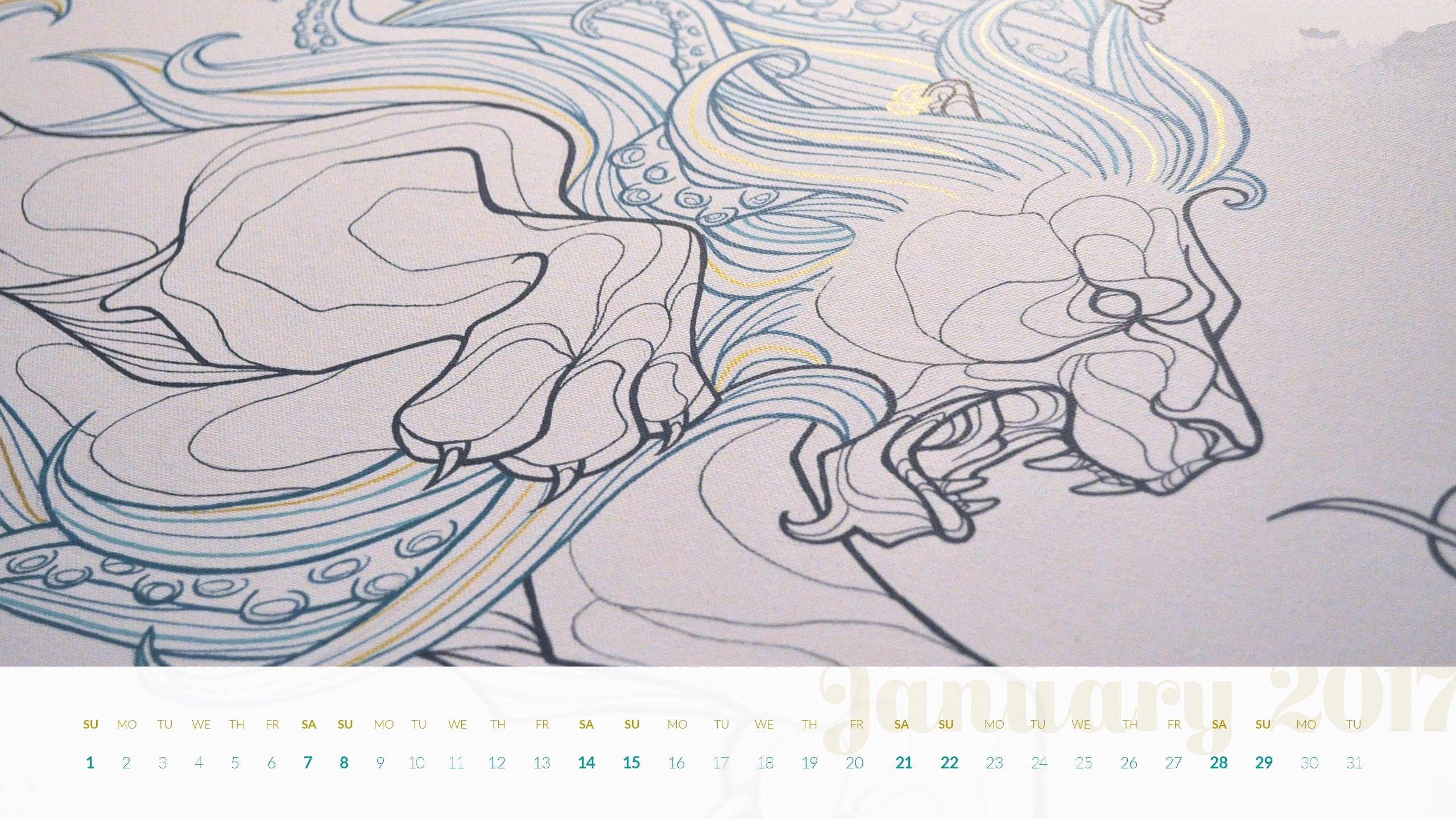 2017年1月,手绘,狮子