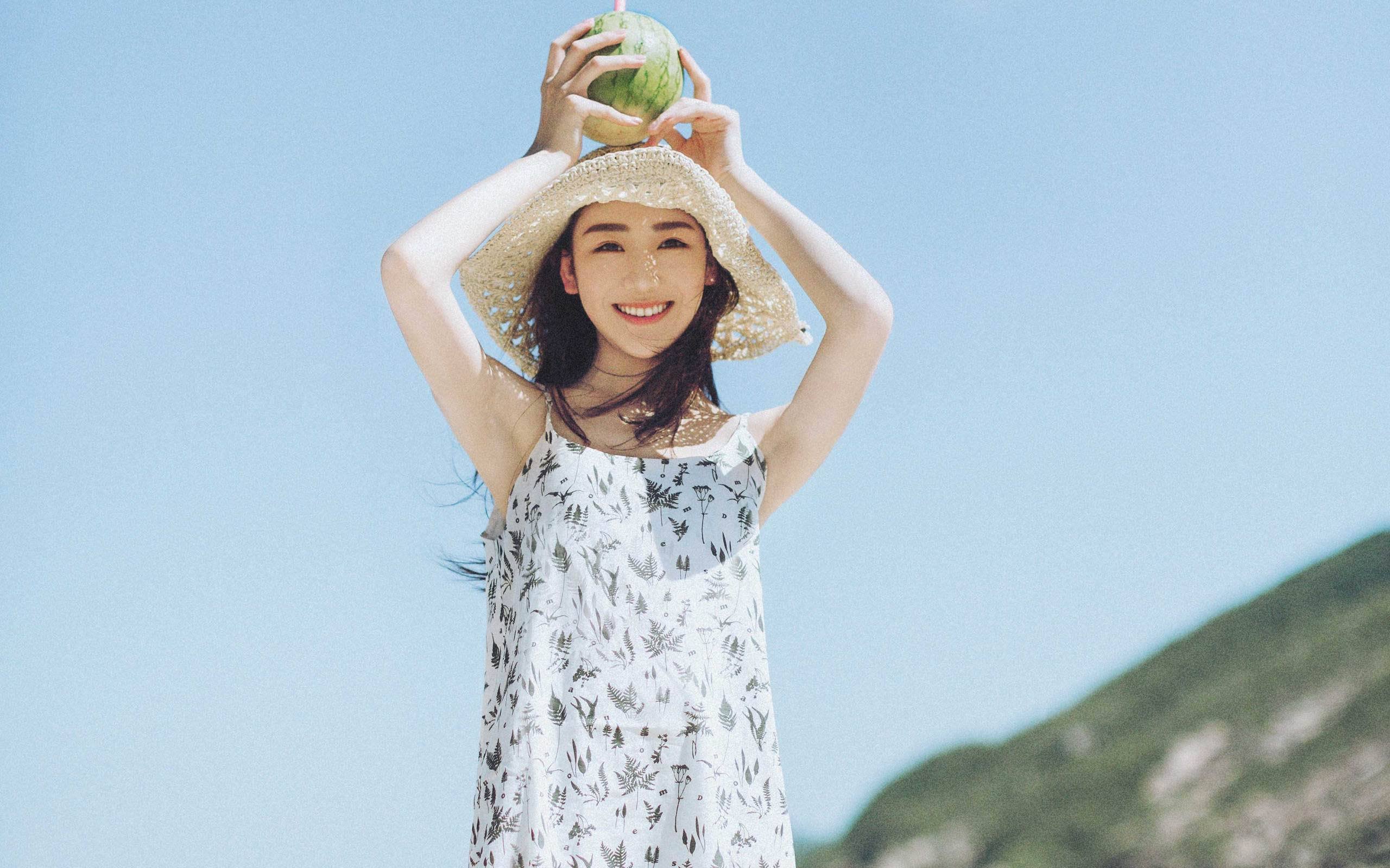 清纯,夏日,草帽,阳光