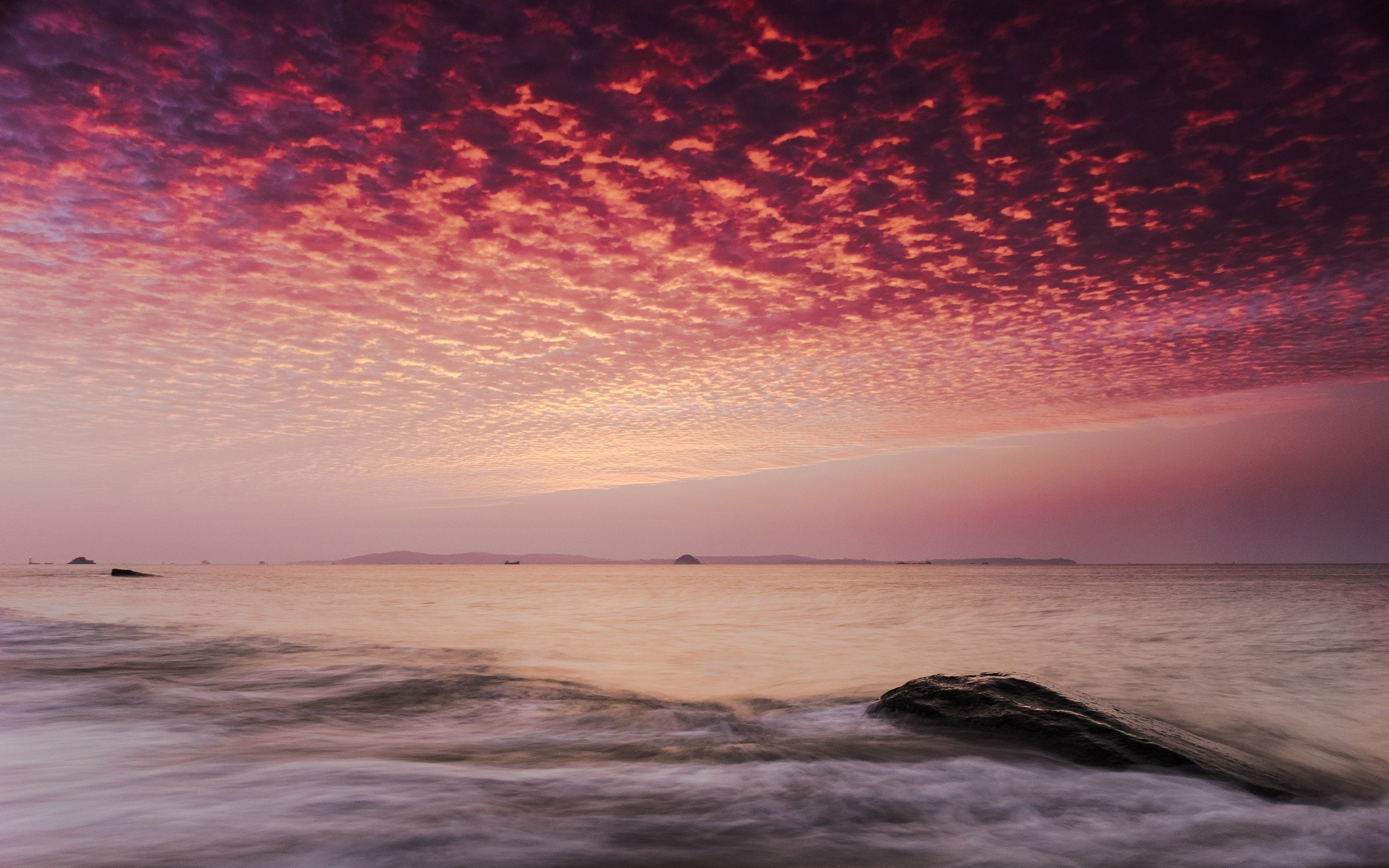 自然风光,大海,红云