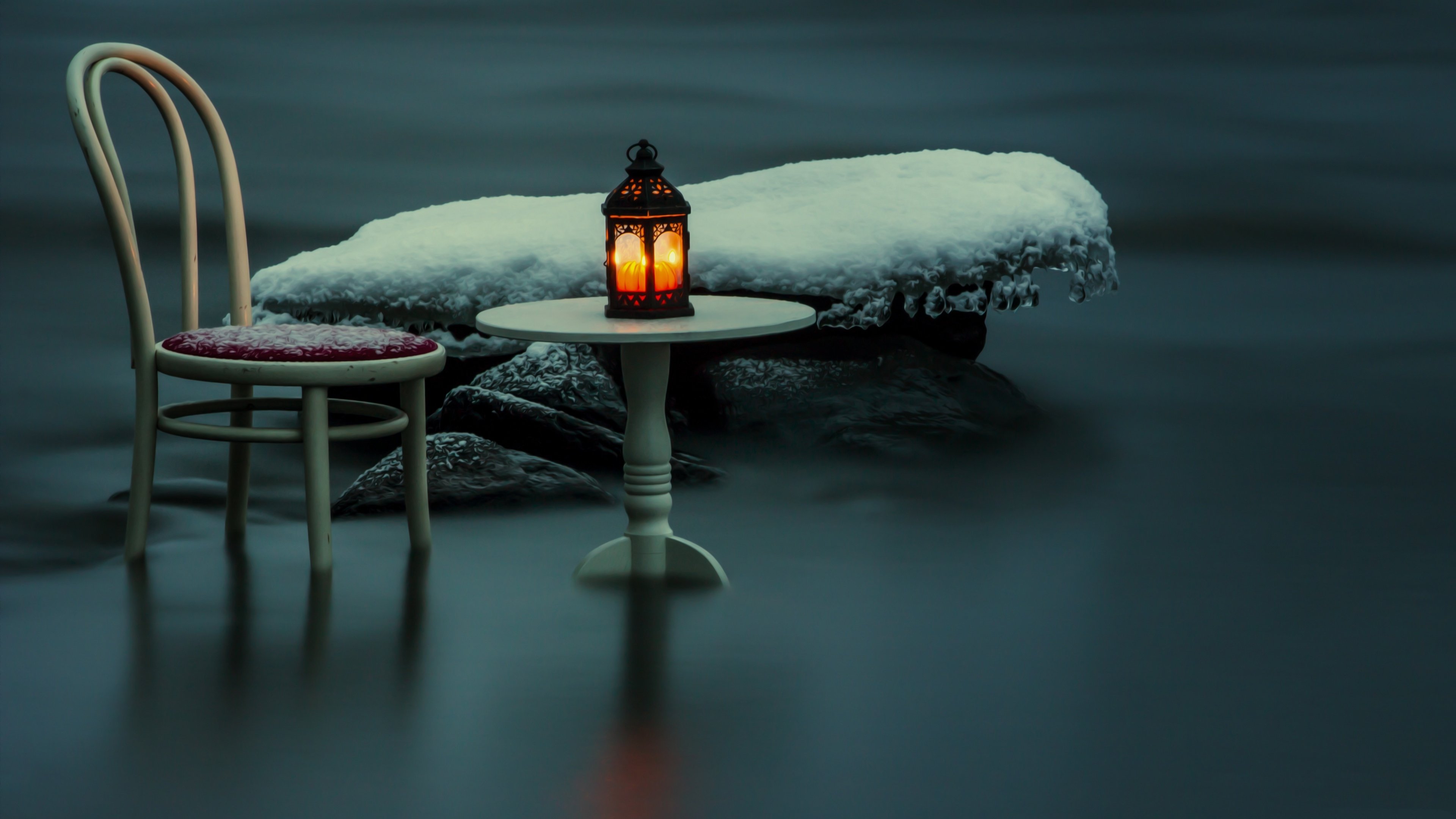 雪地,椅子,桌子