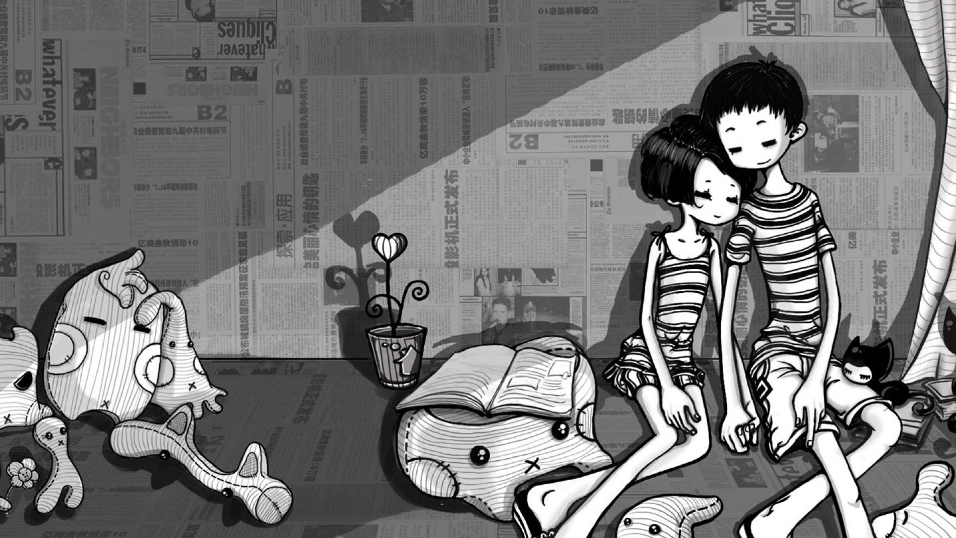 唯美温馨,卡通,情侣,布偶