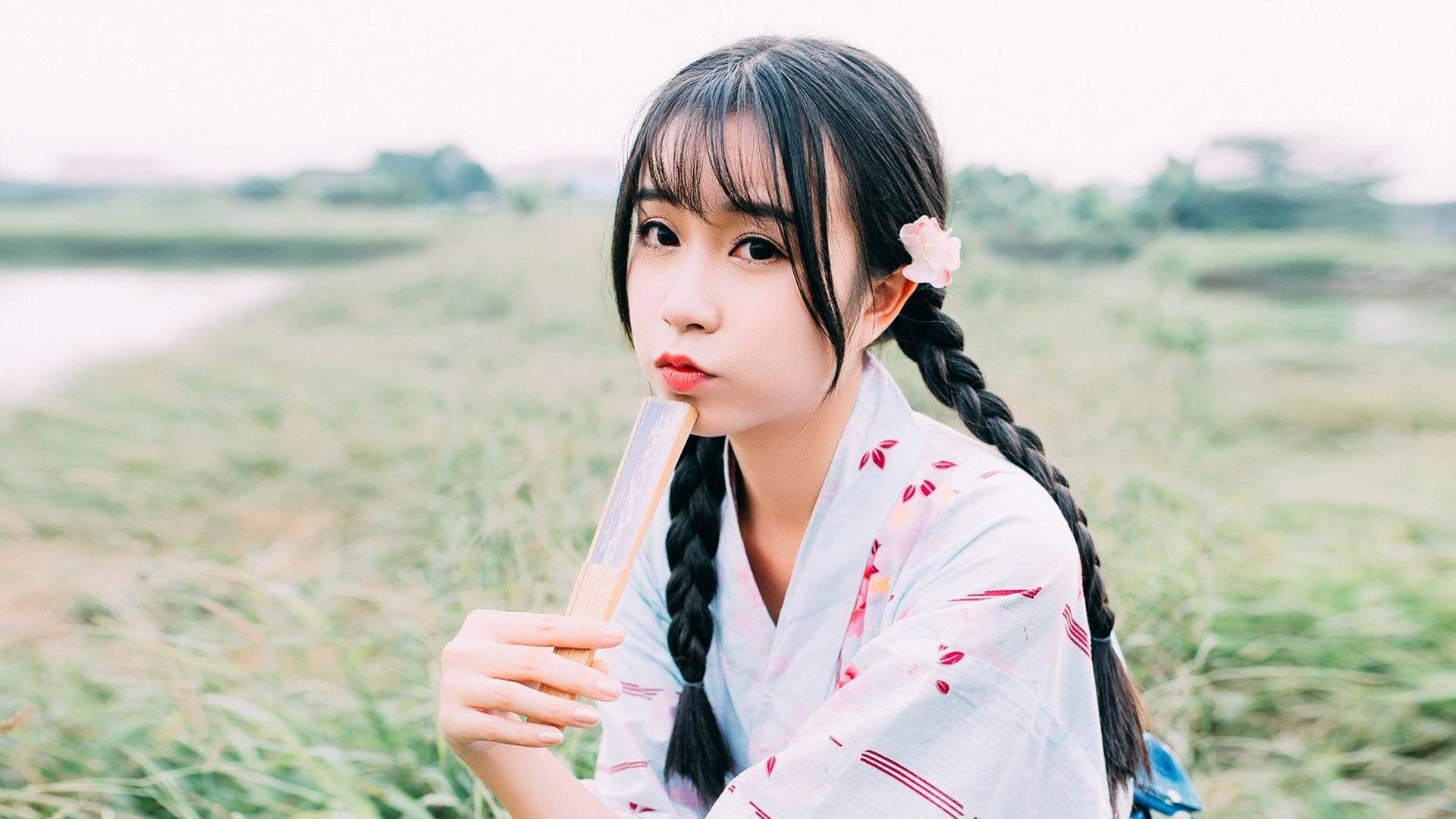 清纯,唯美,日系,和服,扇子