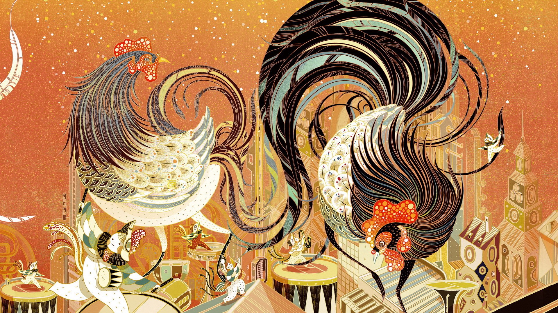 2017,新年快乐,鸡年大吉,雄鸡