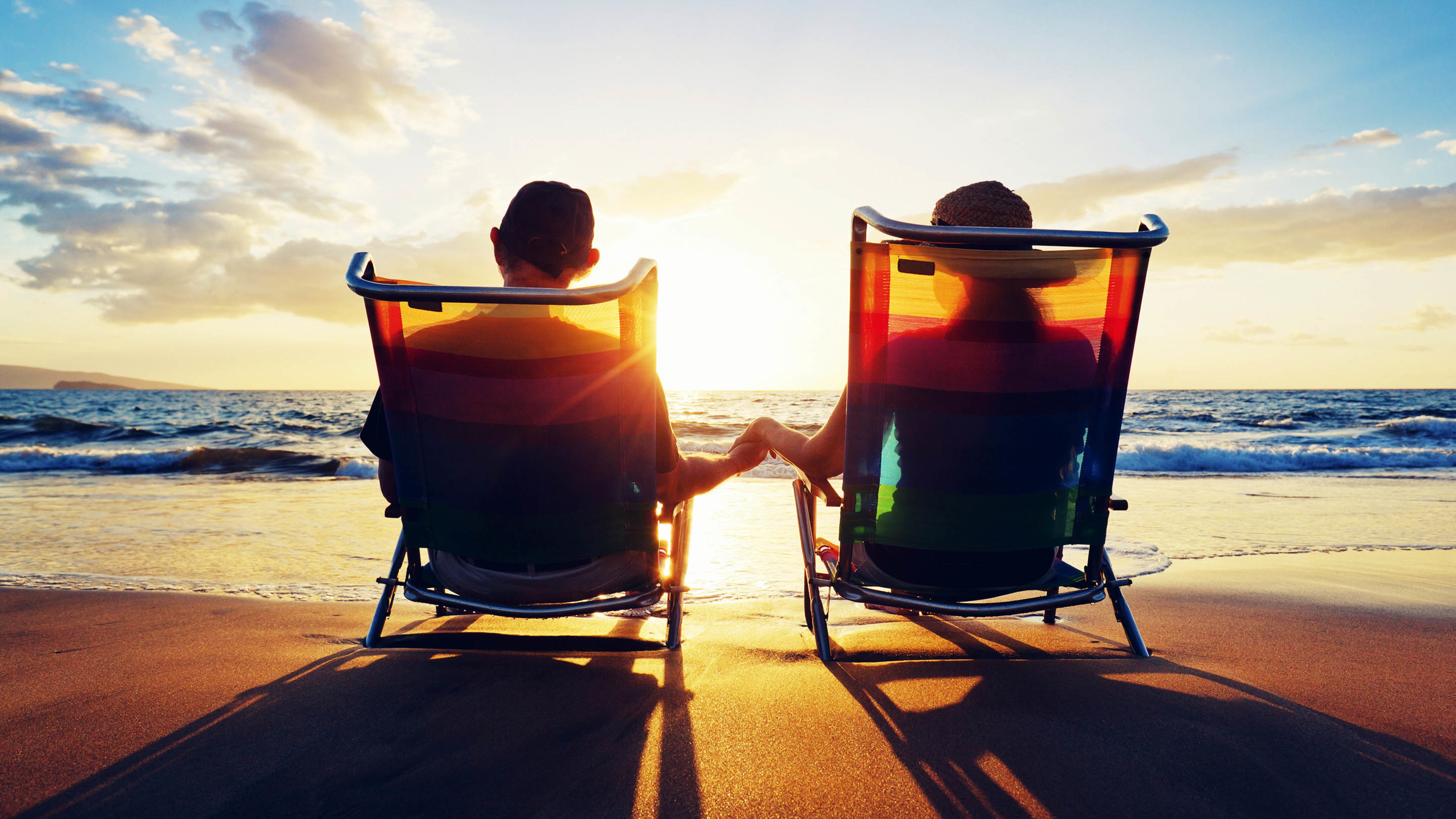 情侣,沙滩,夕阳