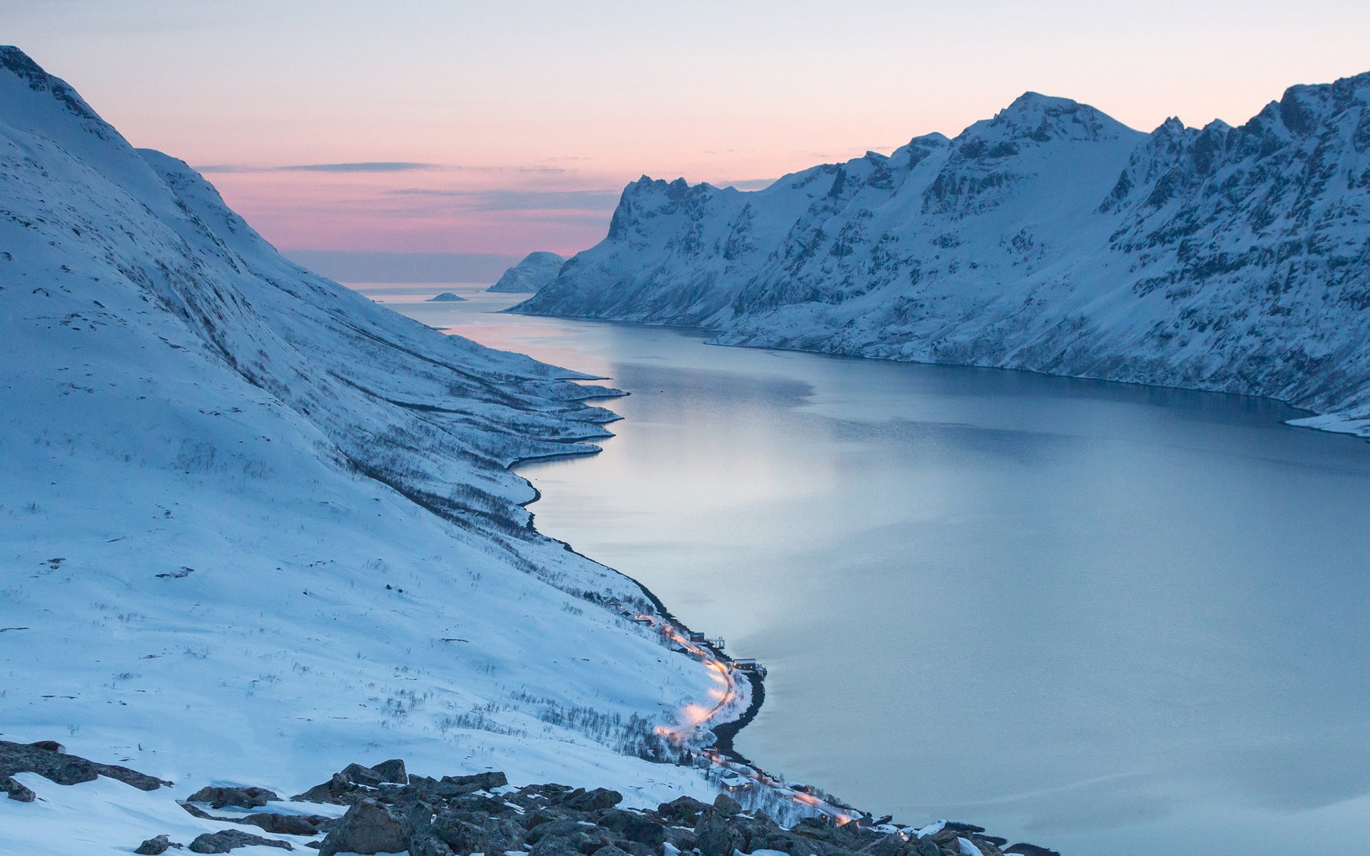 冰天雪地,雪山,河流