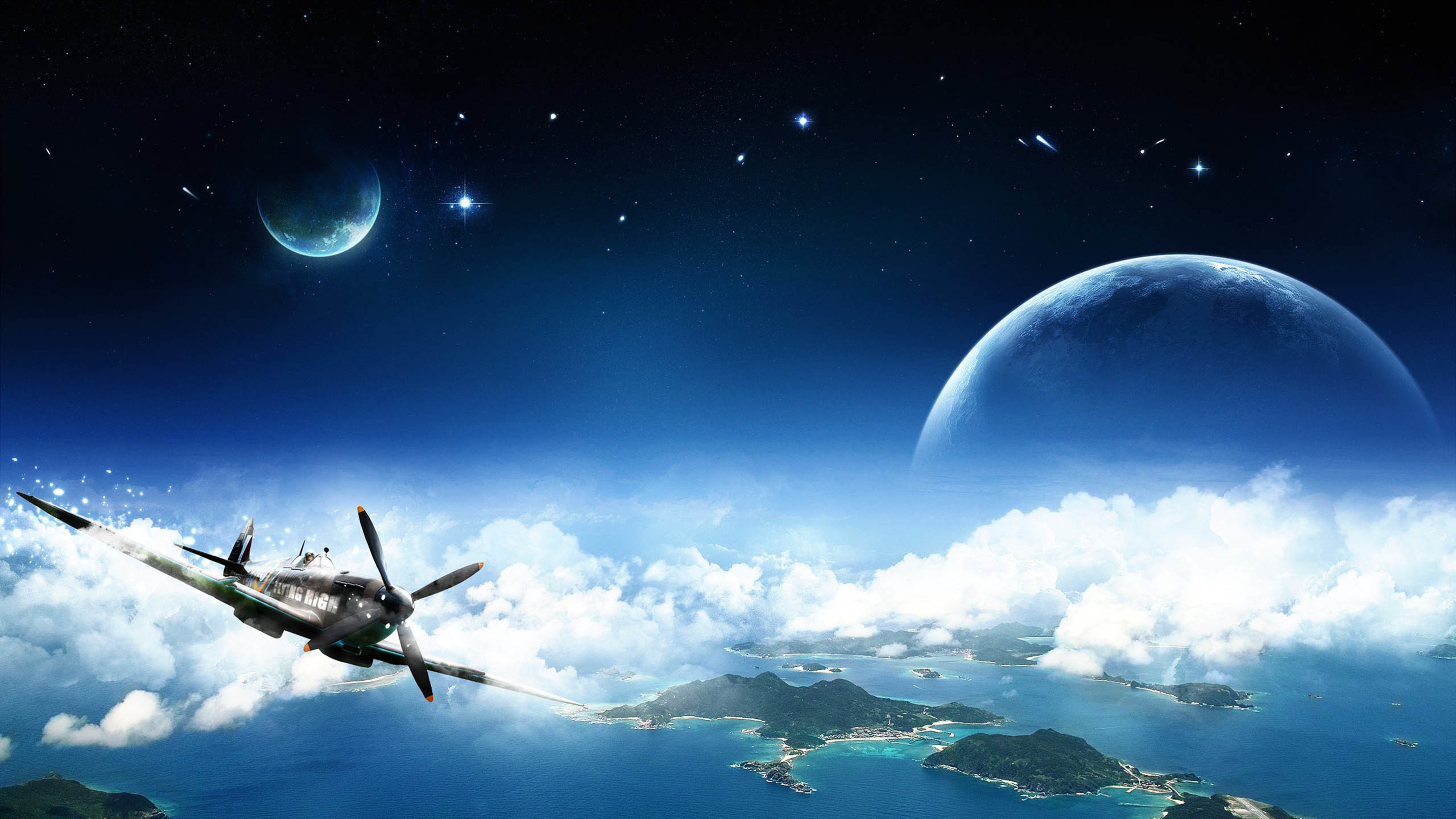 星空,飞机,梦幻