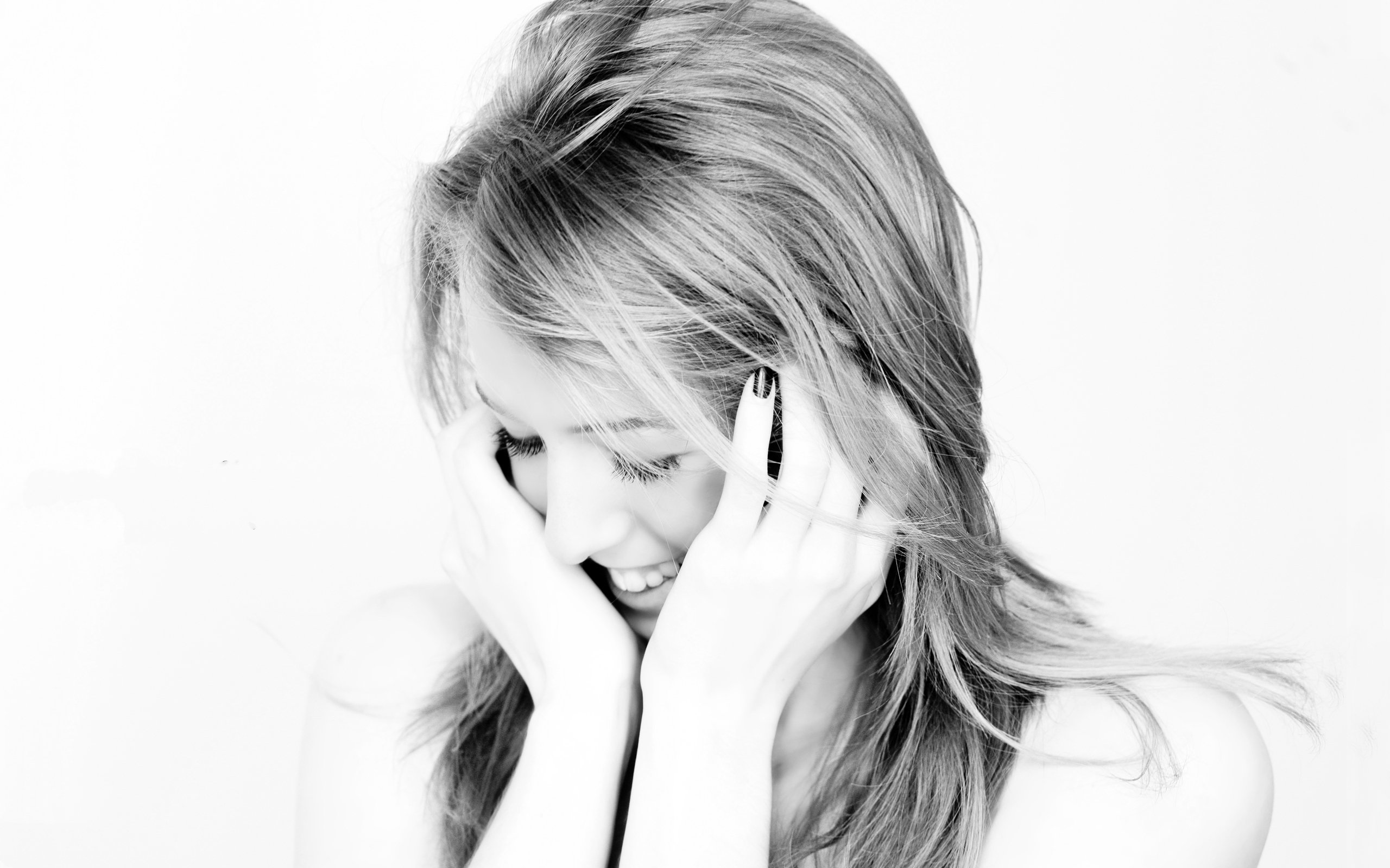 欧美女神,微笑,黑白